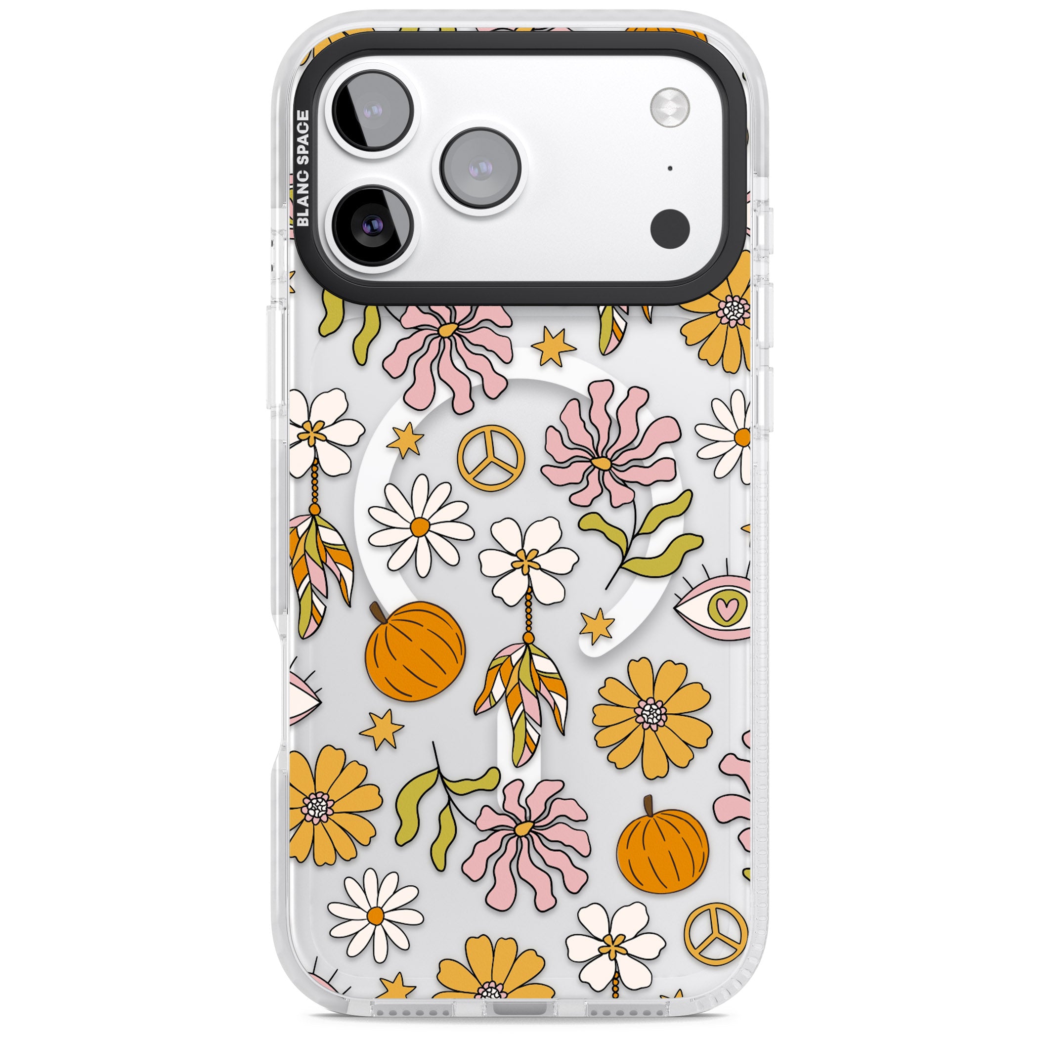 Retro Boho Fall Floral iPhone 17 Pro Impact Pro Clear Phone Case