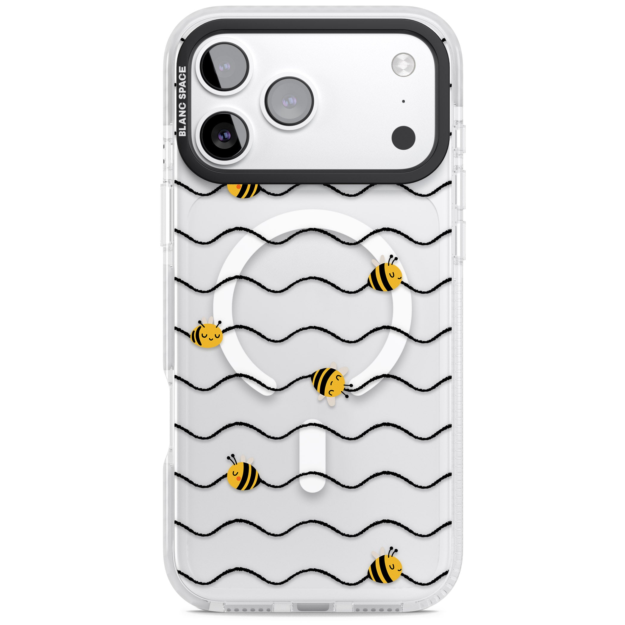 Bee Wave Pattern iPhone 17 Pro Max Impact Pro Clear Phone Case