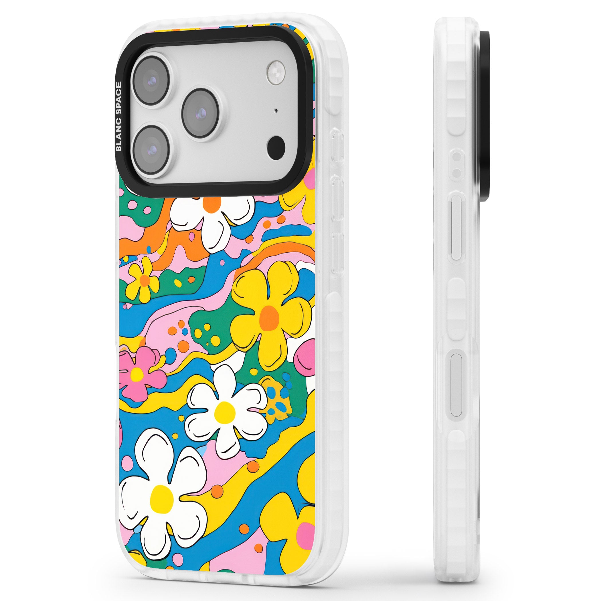 Vibrant Bloom iPhone 17 Pro Impact Pro Clear Phone Case Side Profile