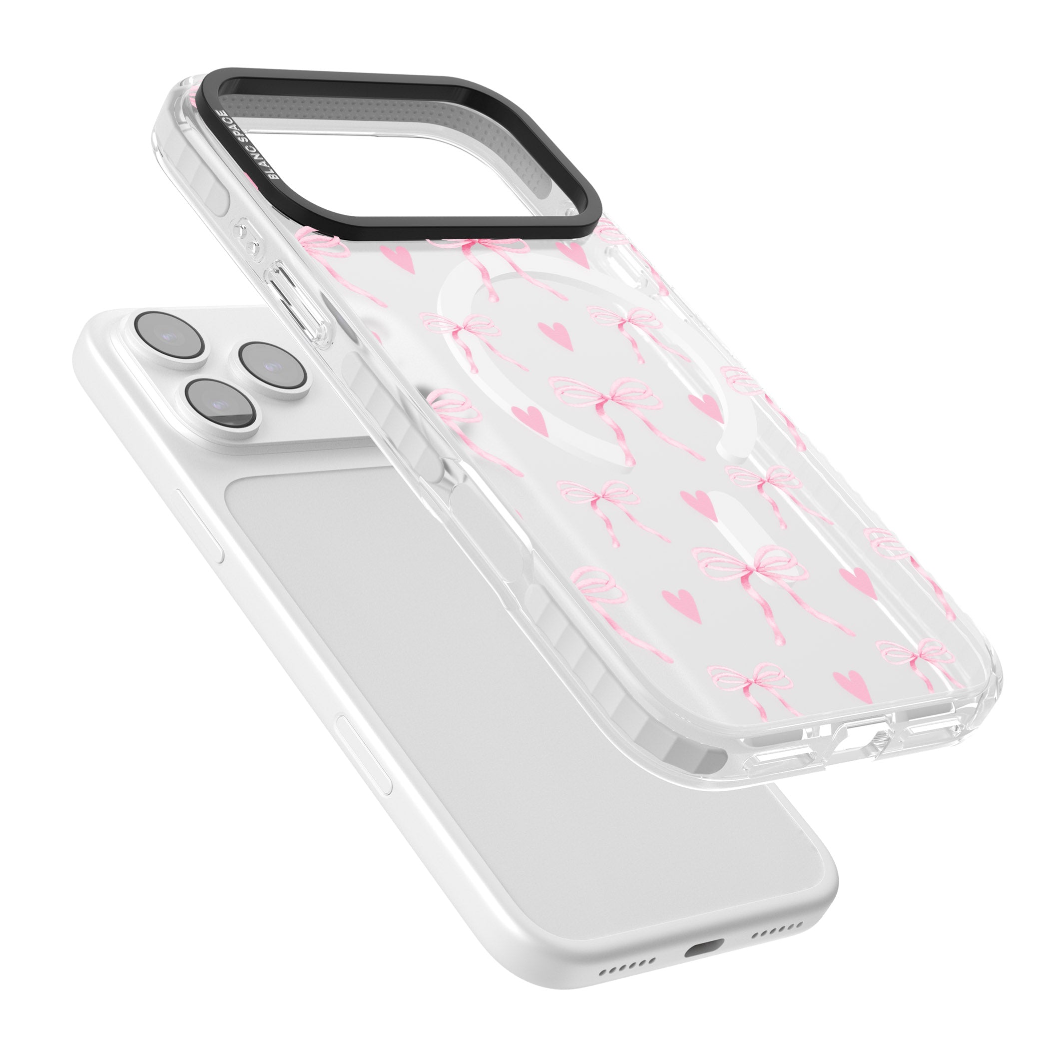 Pink Bows & Hearts iPhone 17 Pro Max Impact Pro Clear Phone Case Colours