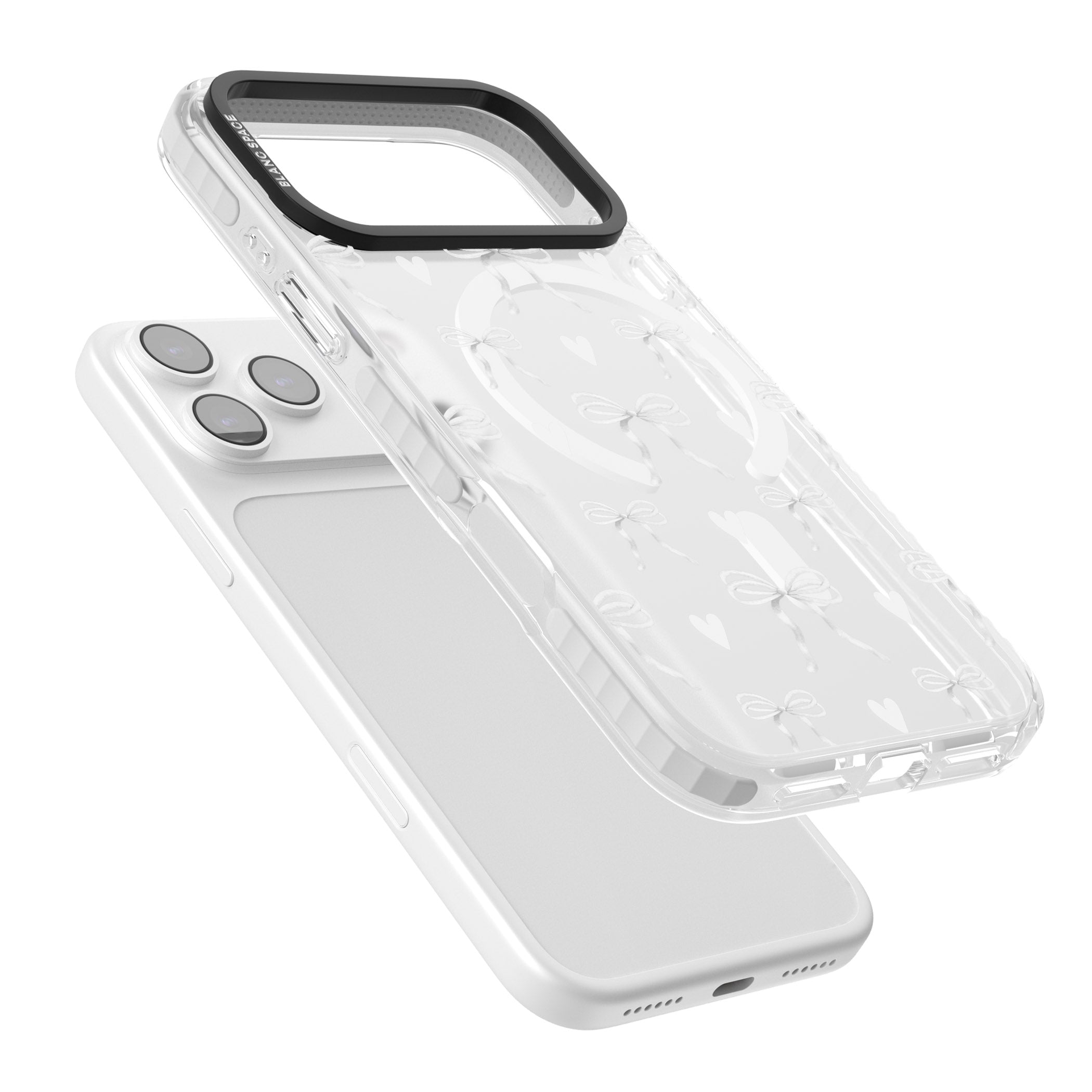 White Bows & Hearts iPhone 17 Pro Max Impact Pro Clear Phone Case Colours