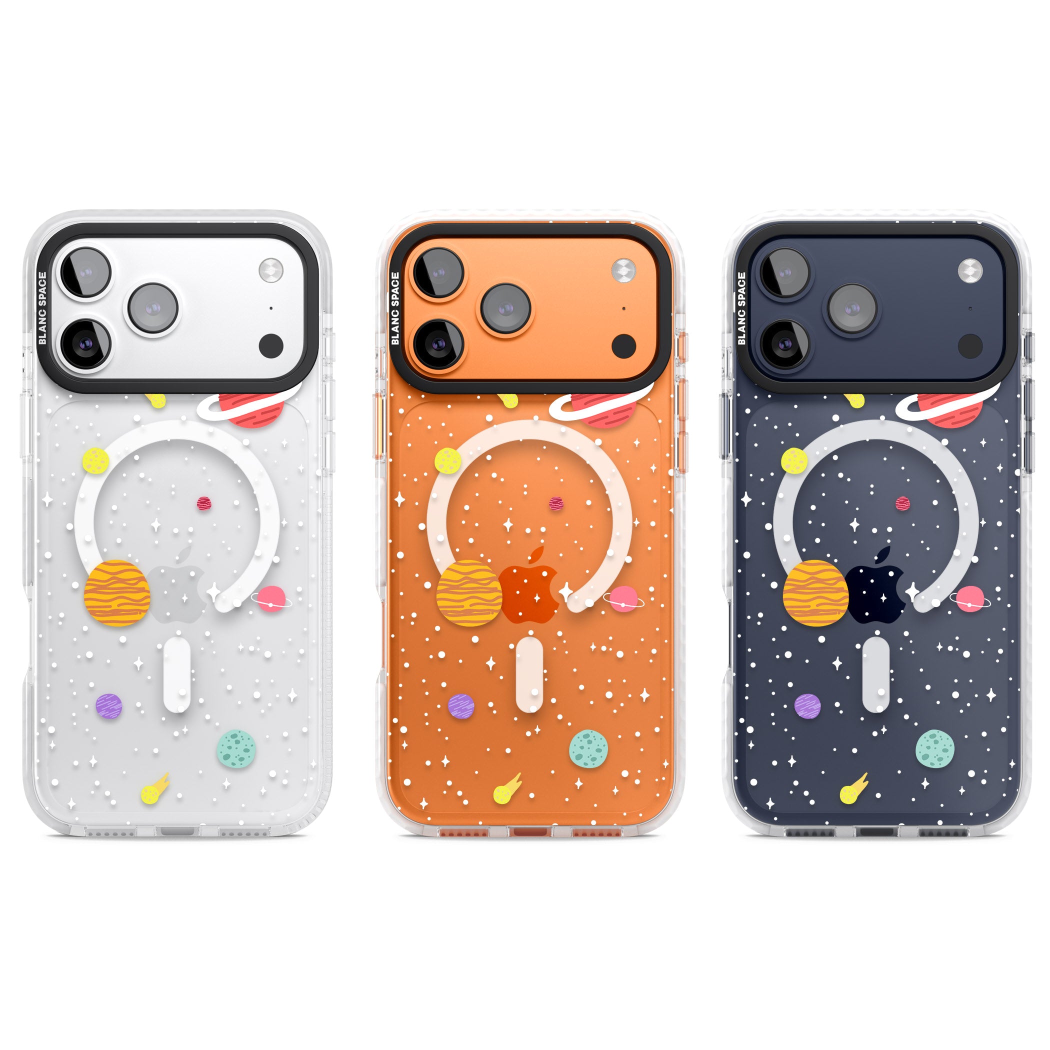 Cute Cartoon Planets (Clear) iPhone 17 Pro Impact Pro Clear Phone Case APT Impact Protection