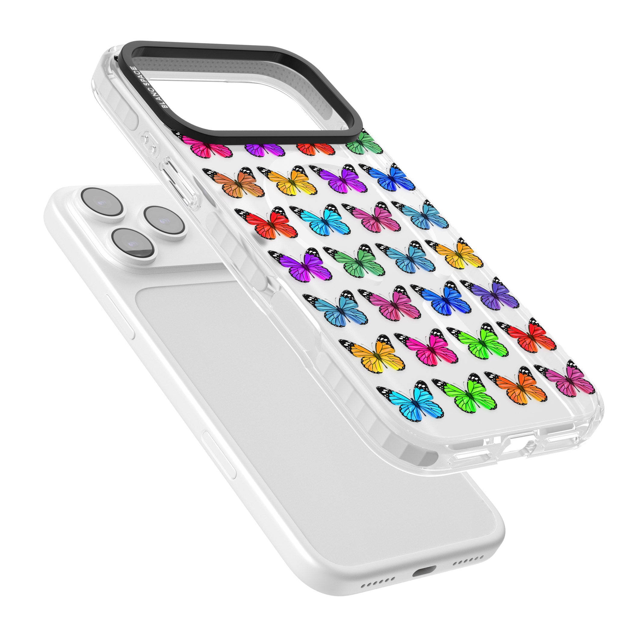 Colourful Butterfly Pattern iPhone 17 Pro Impact Pro Clear Phone Case Colours