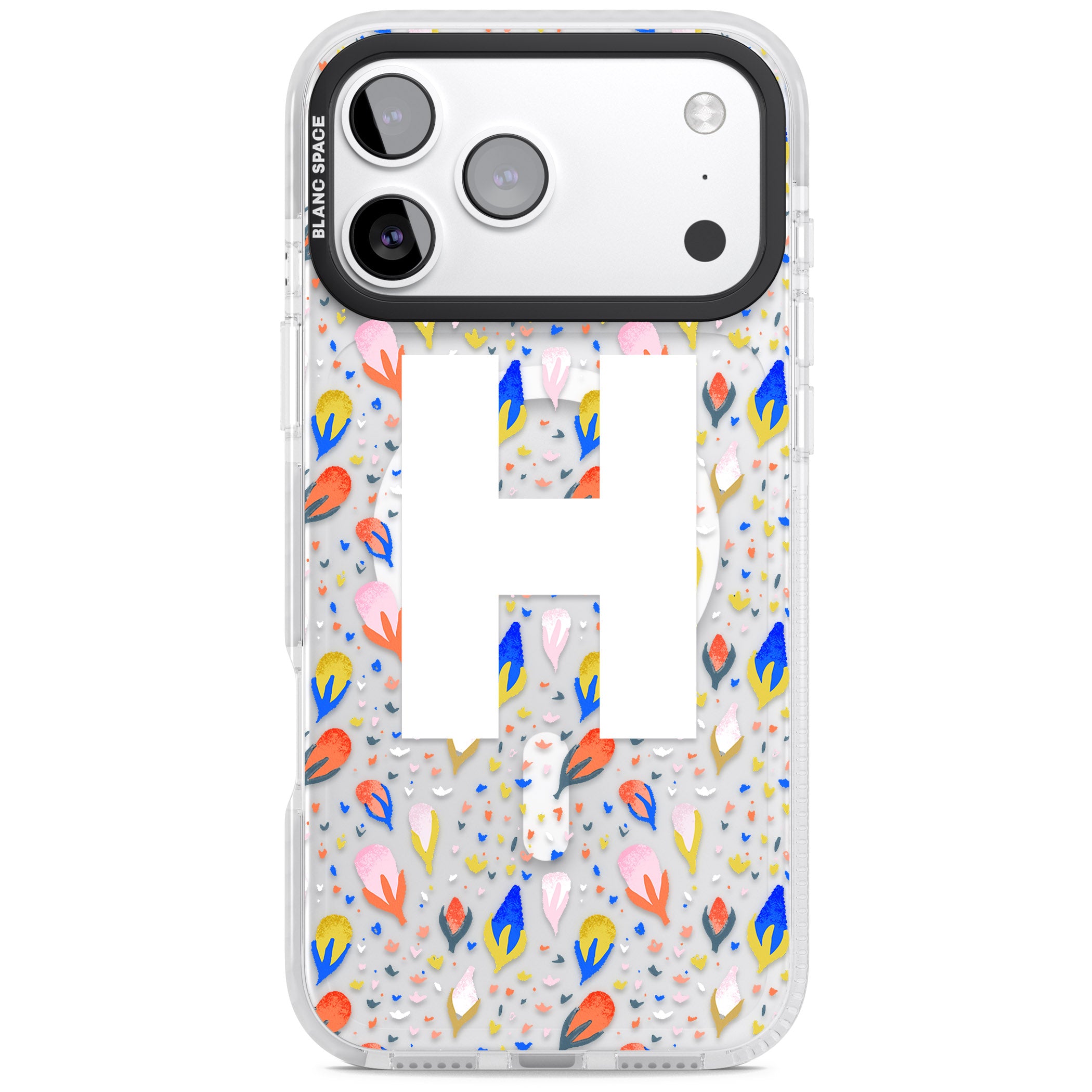 Personalised Abstract Floral Initial iPhone 17 Pro Impact Pro Clear Phone Case