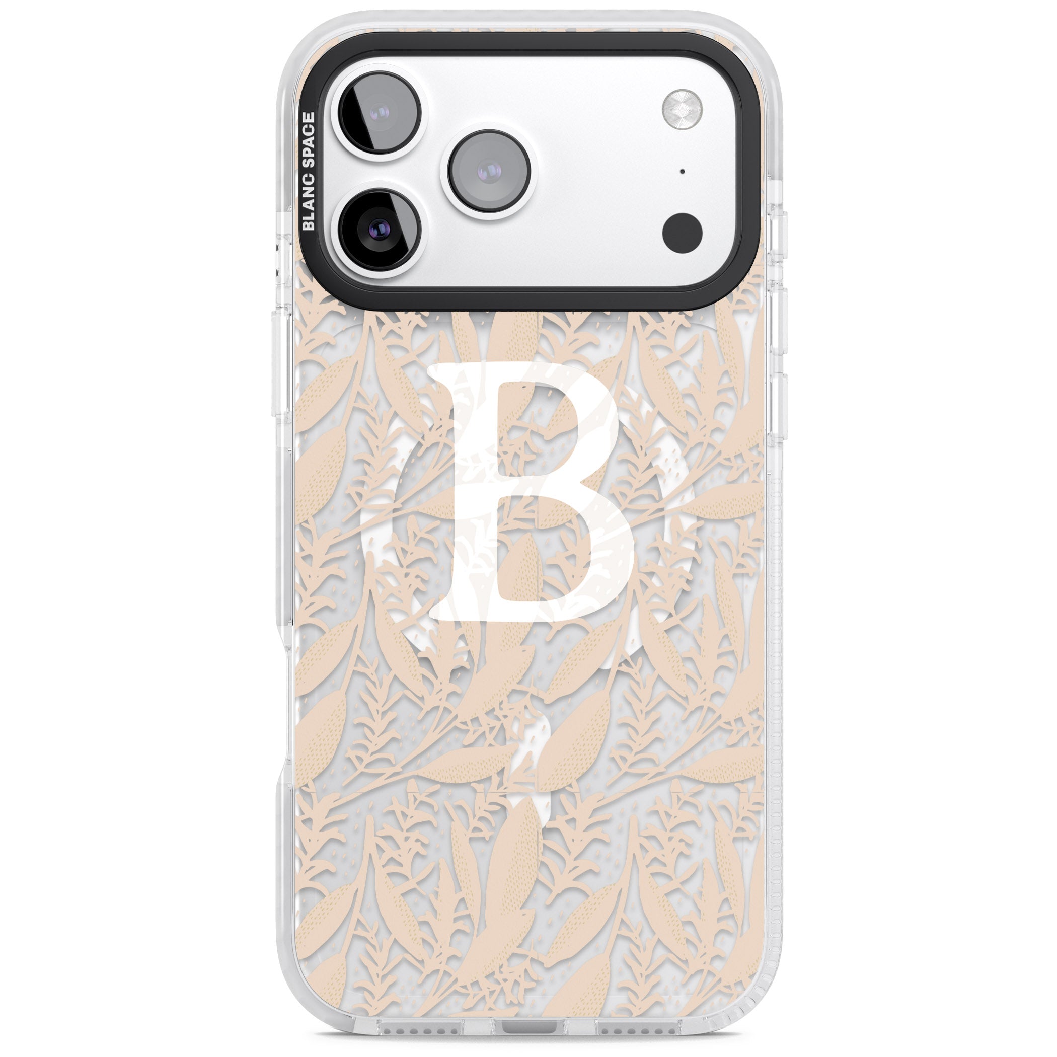 Personalised Monogram Subtle Abstract Floral iPhone 17 Pro Impact Pro Clear Phone Case