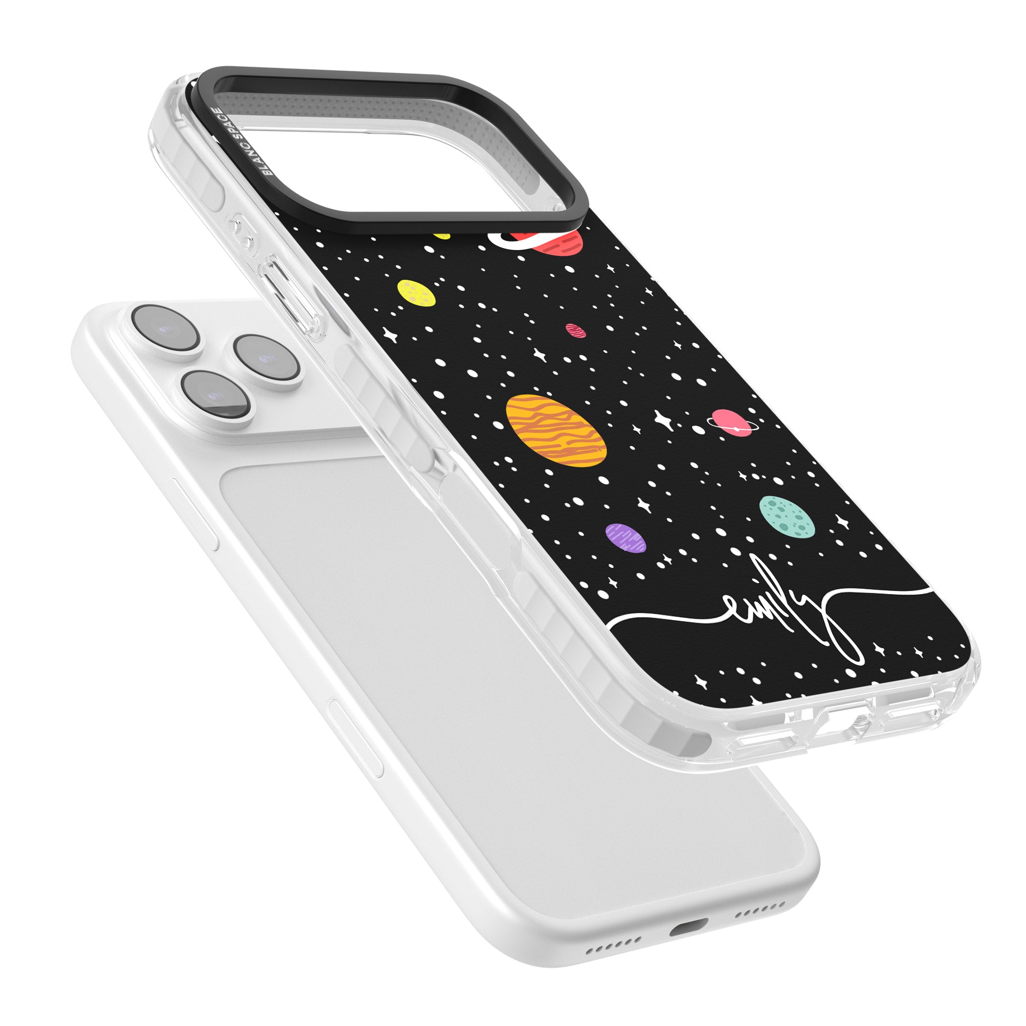 Personalised Cute Cartoon Planet iPhone 17 Pro Impact Pro Clear Phone Case Colours