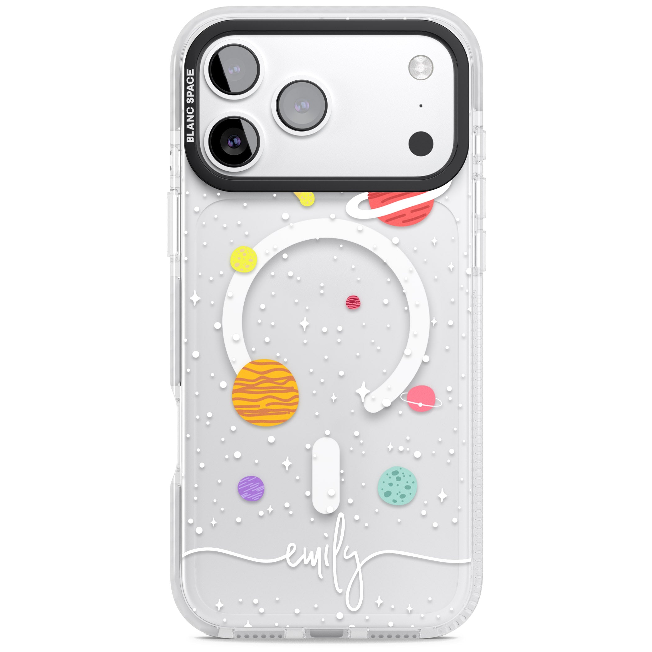 Personalised Cute Cartoon Planet (Clear) iPhone 17 Pro Max Impact Pro Clear Phone Case
