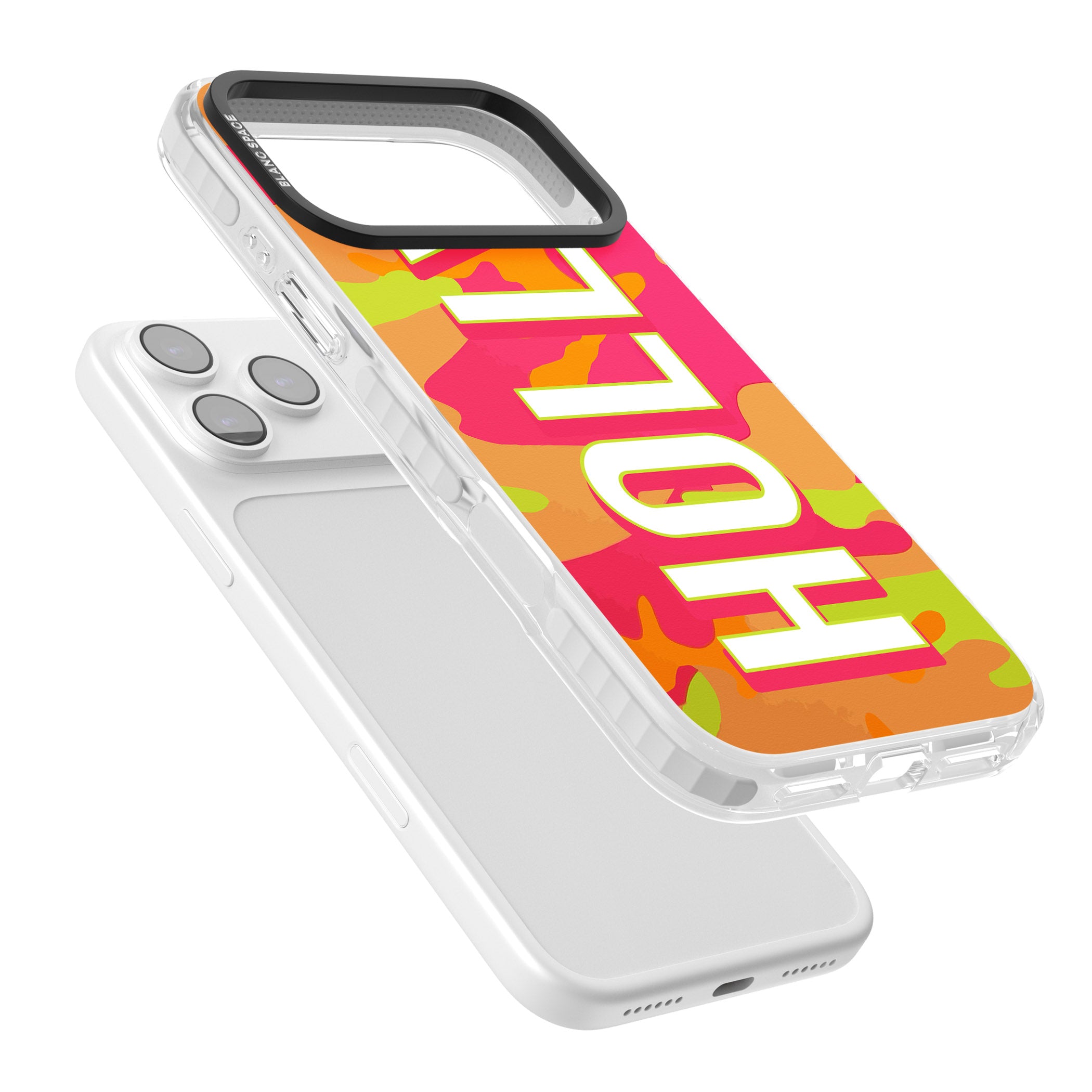 Personalised Bold Neon Camo iPhone 17 Pro Impact Pro Clear Phone Case Colours