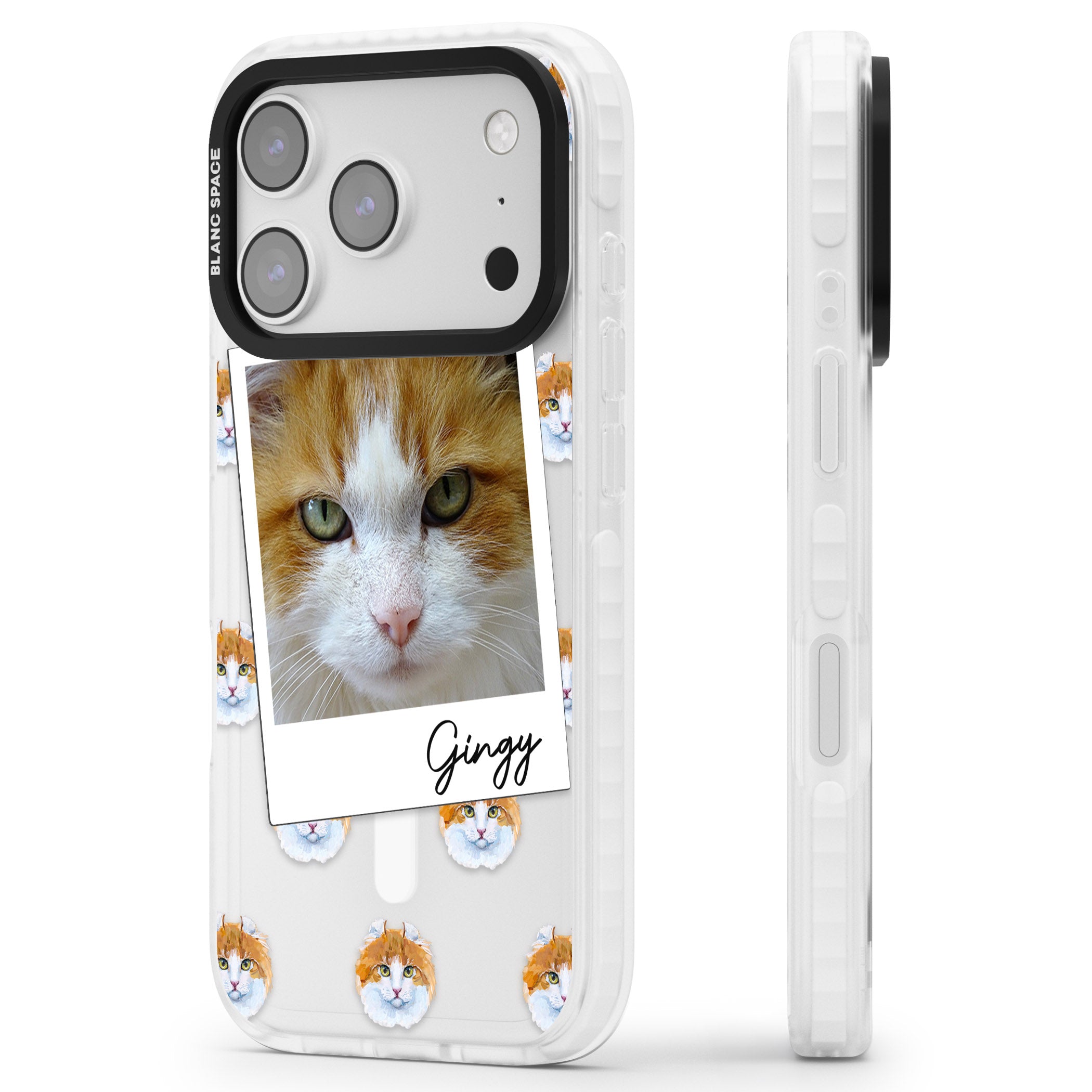 Personalised American Curl Photo iPhone 17 Pro Impact Pro Clear Phone Case Side Profile