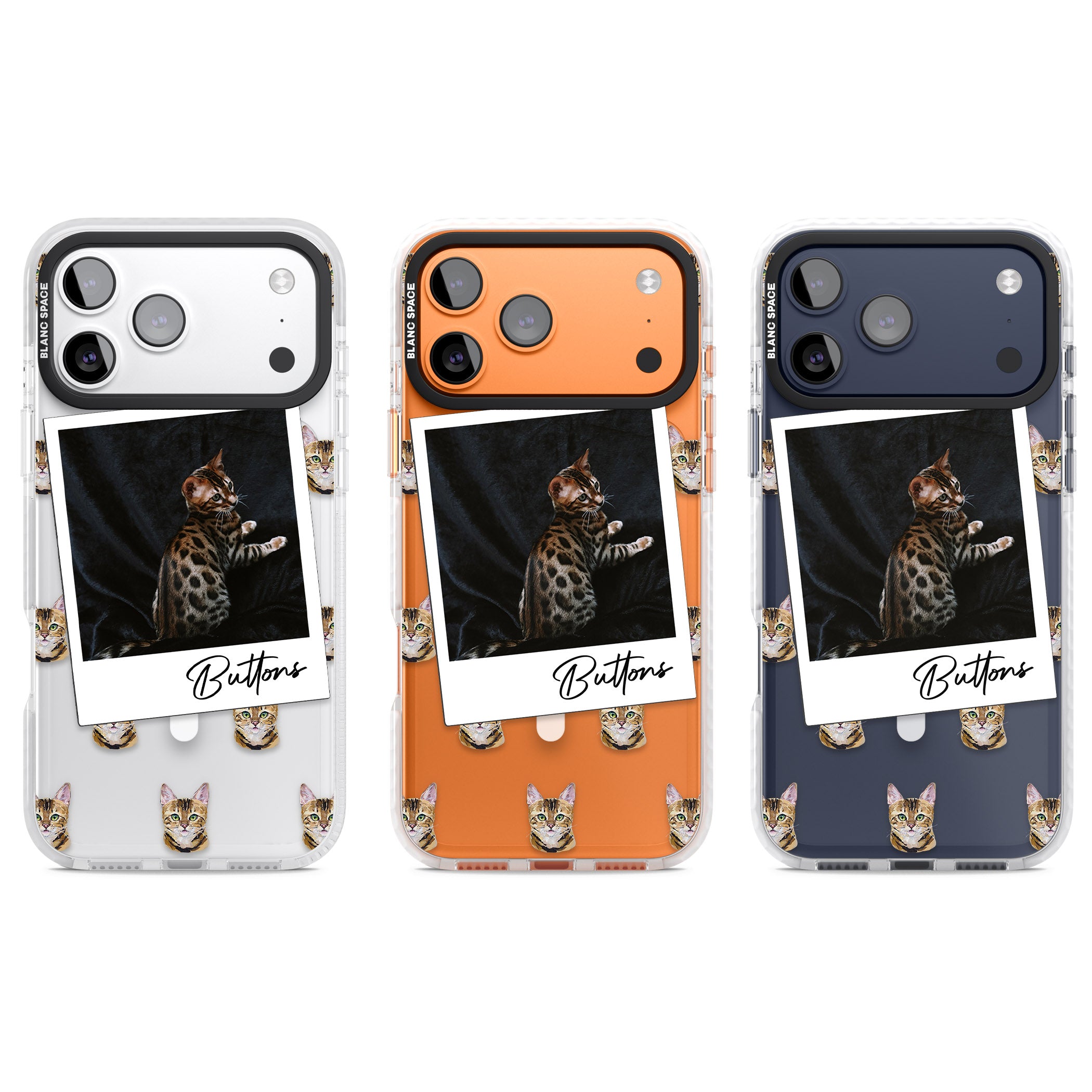 Personalised Bengal Cat Photo iPhone 17 Pro Impact Pro Clear Phone Case APT Impact Protection