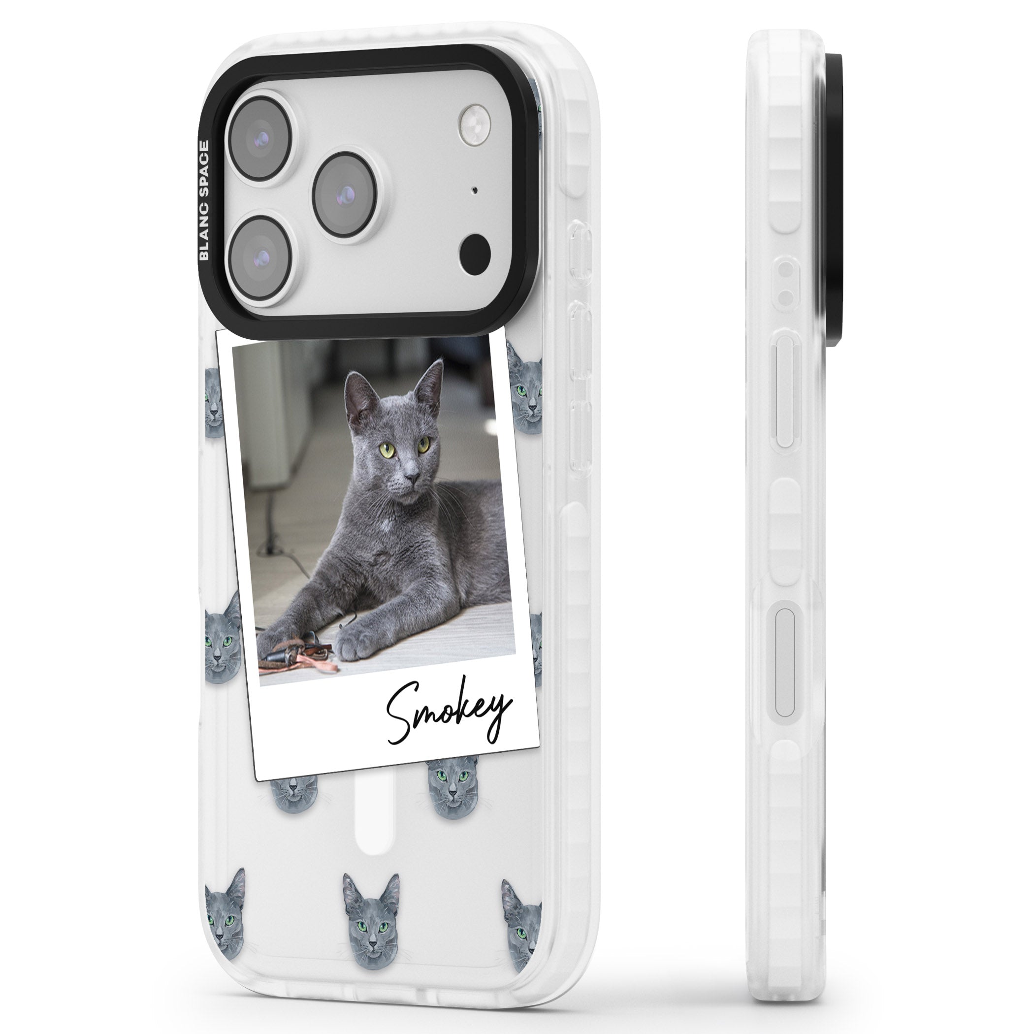 Personalised Korat Cat Photo iPhone 17 Pro Impact Pro Clear Phone Case Side Profile