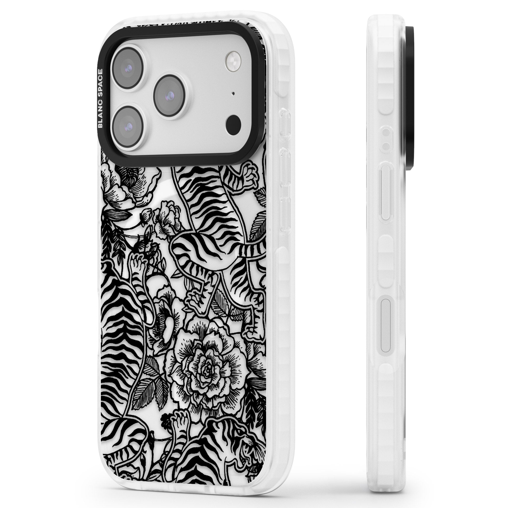 Personalised Chinese Tiger Pattern iPhone 17 Pro Impact Pro Clear Phone Case Side Profile