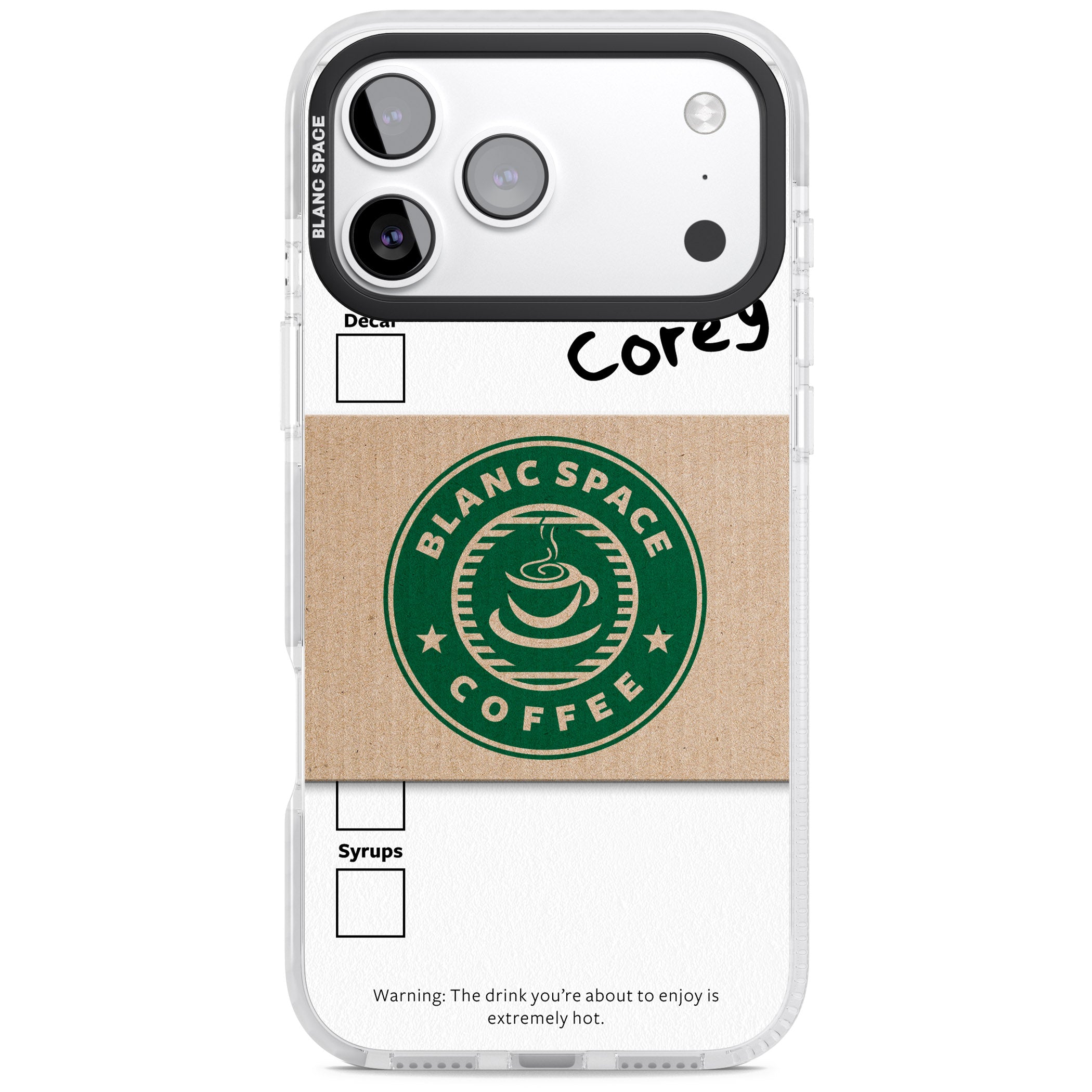 Personalised Coffee Cup iPhone 17 Pro Impact Pro Clear Phone Case