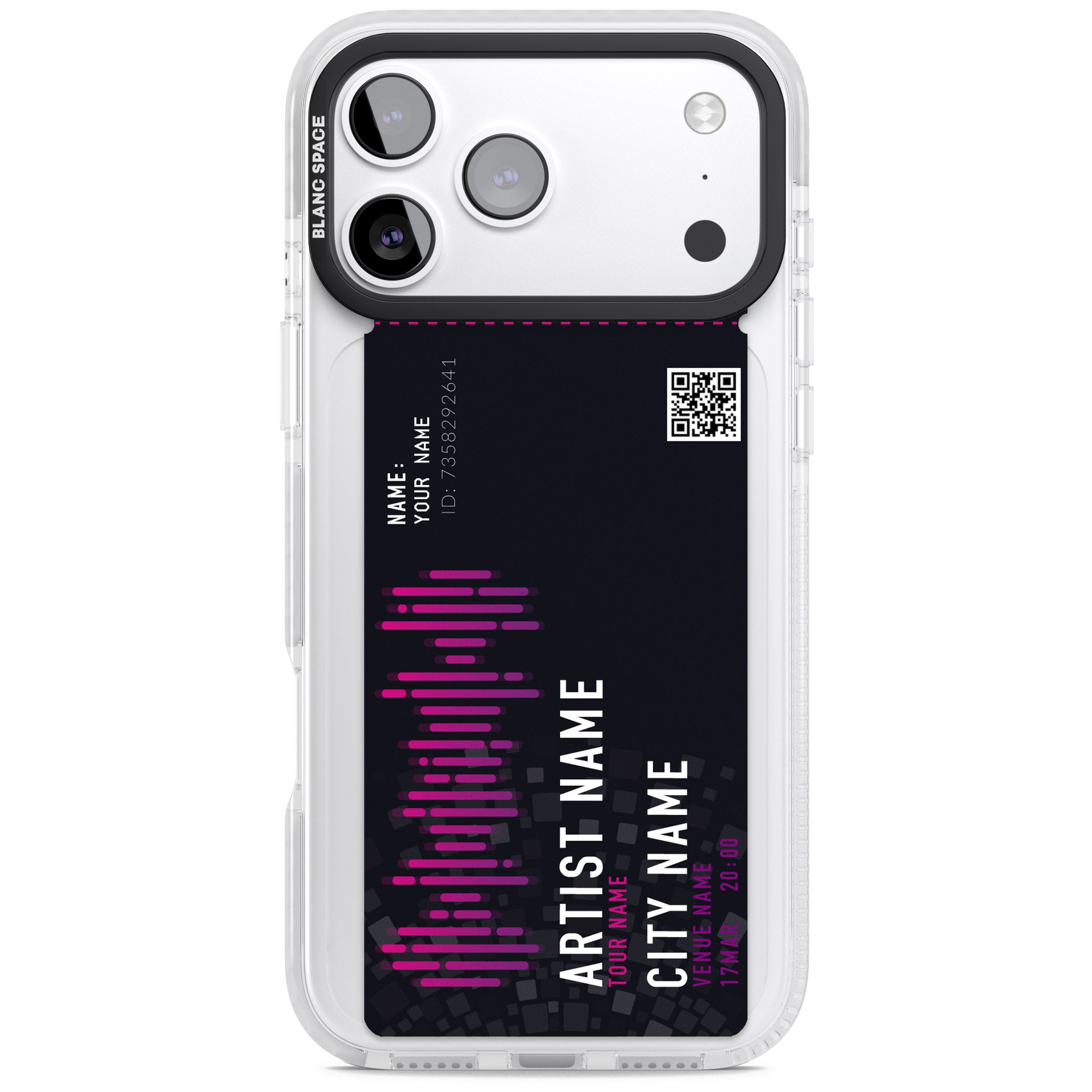 Personalised Concert Ticket iPhone 17 Pro Impact Pro Clear Phone Case