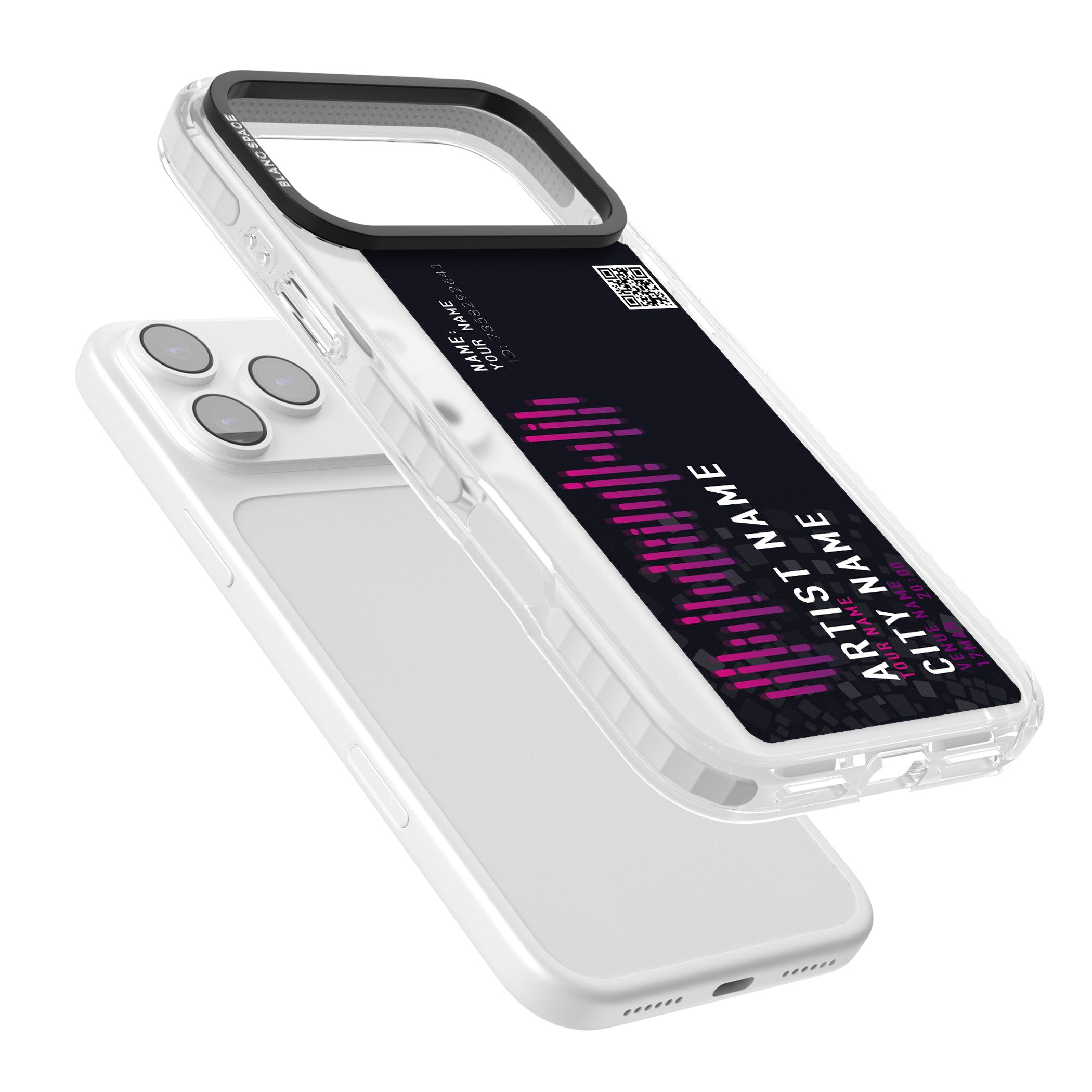 Personalised Concert Ticket iPhone 17 Pro Impact Pro Clear Phone Case Colours