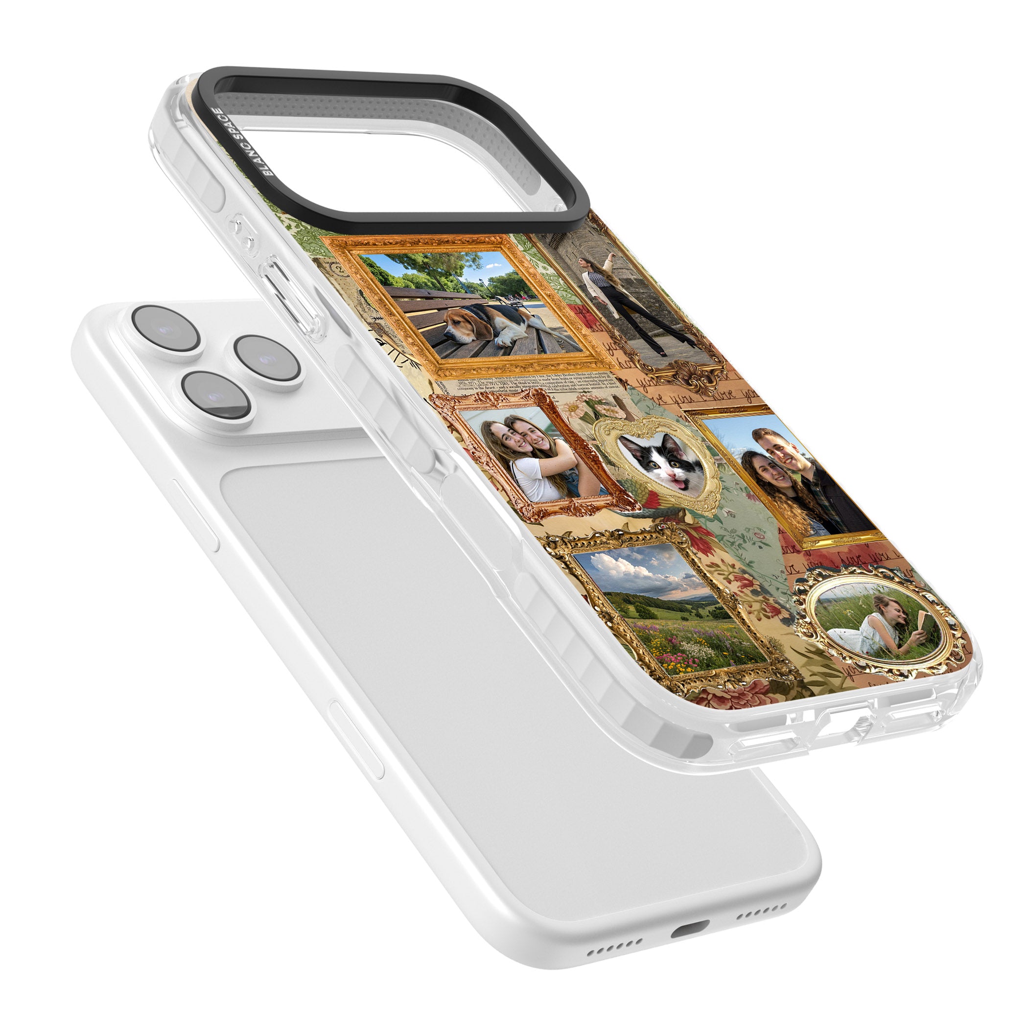 Personalised Vintage Frame Collage iPhone 17 Pro Impact Pro Clear Phone Case Colours