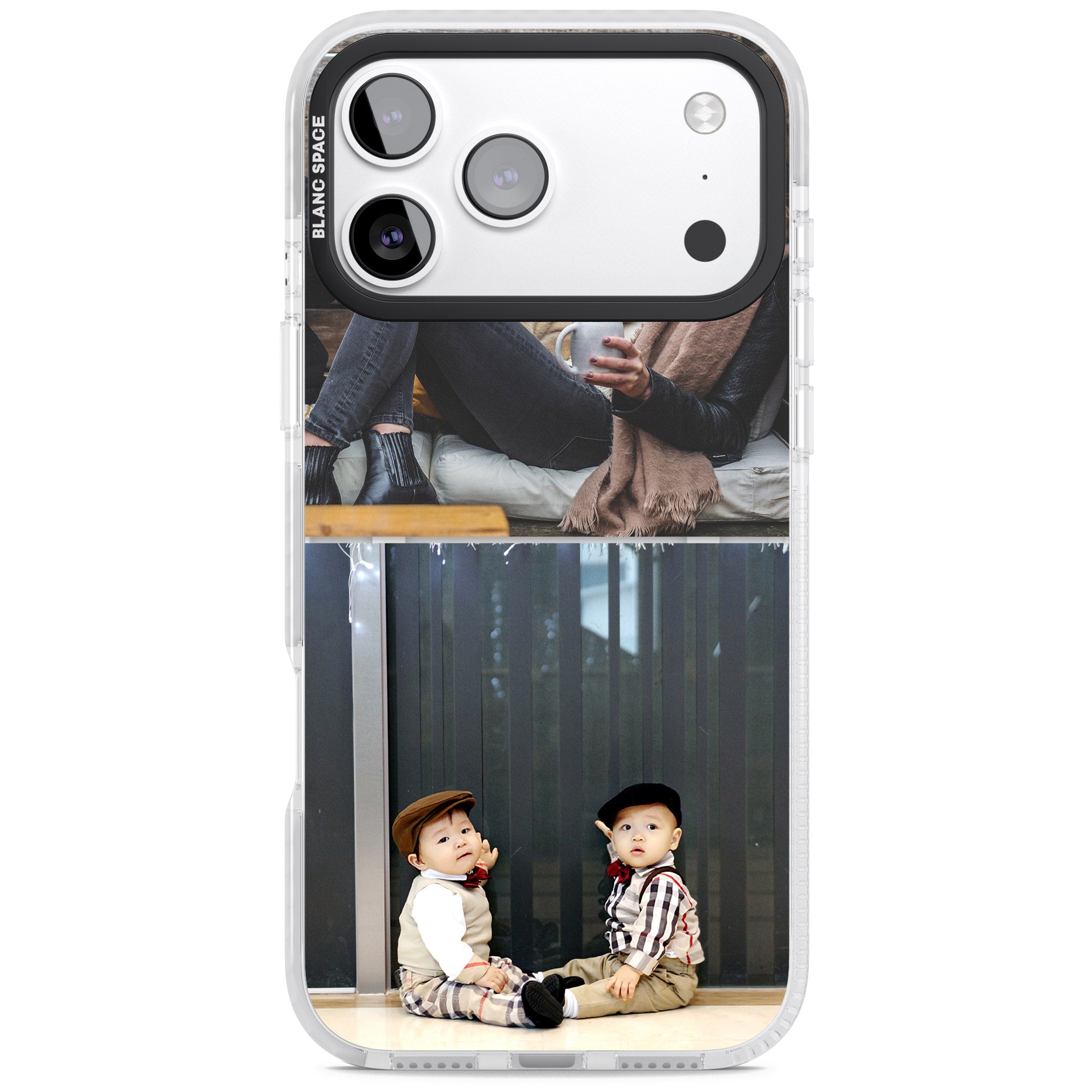 Personalised 2 Photo Grid iPhone 17 Pro Impact Pro Clear Phone Case