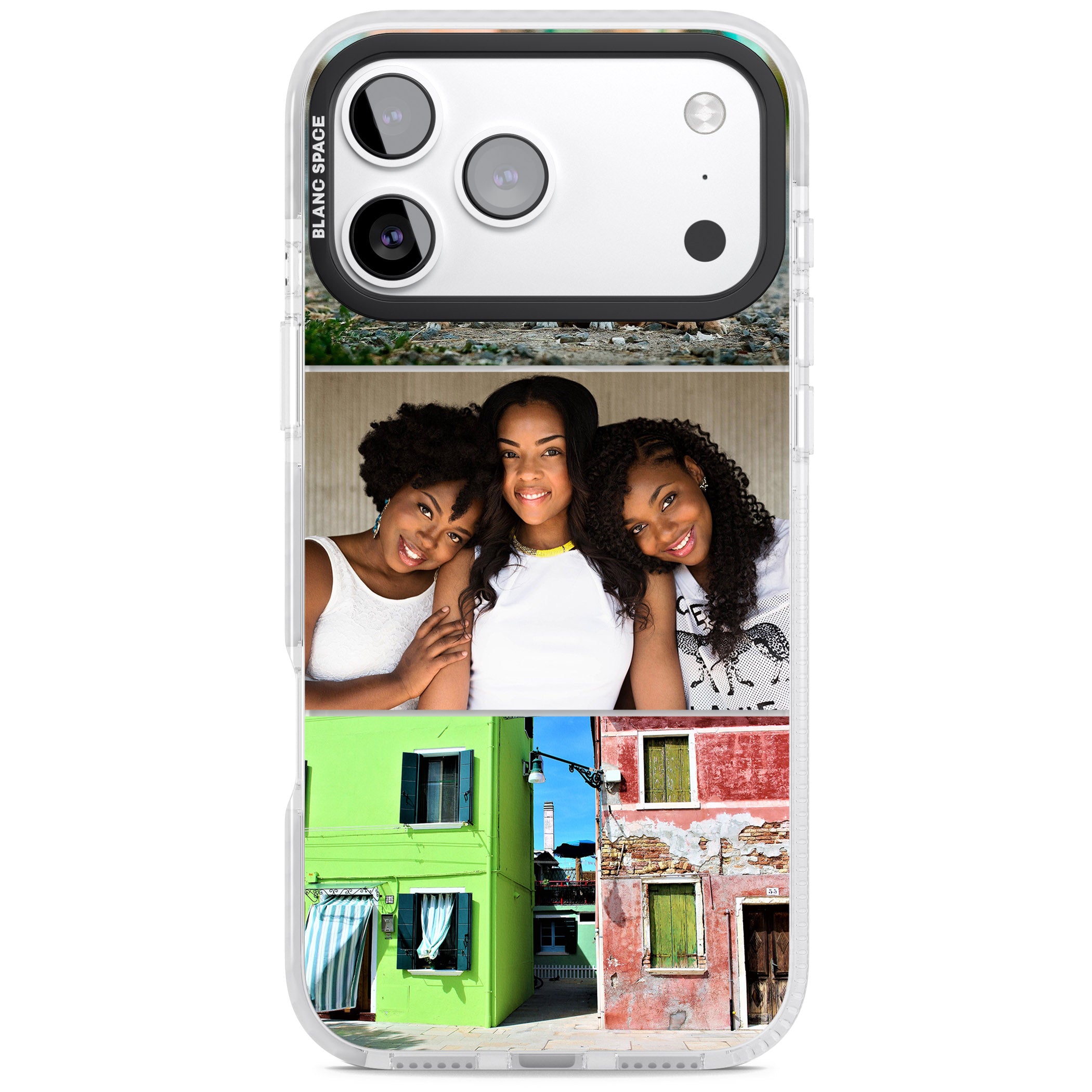 Personalised 3 Photo Grid iPhone 17 Pro Impact Pro Clear Phone Case