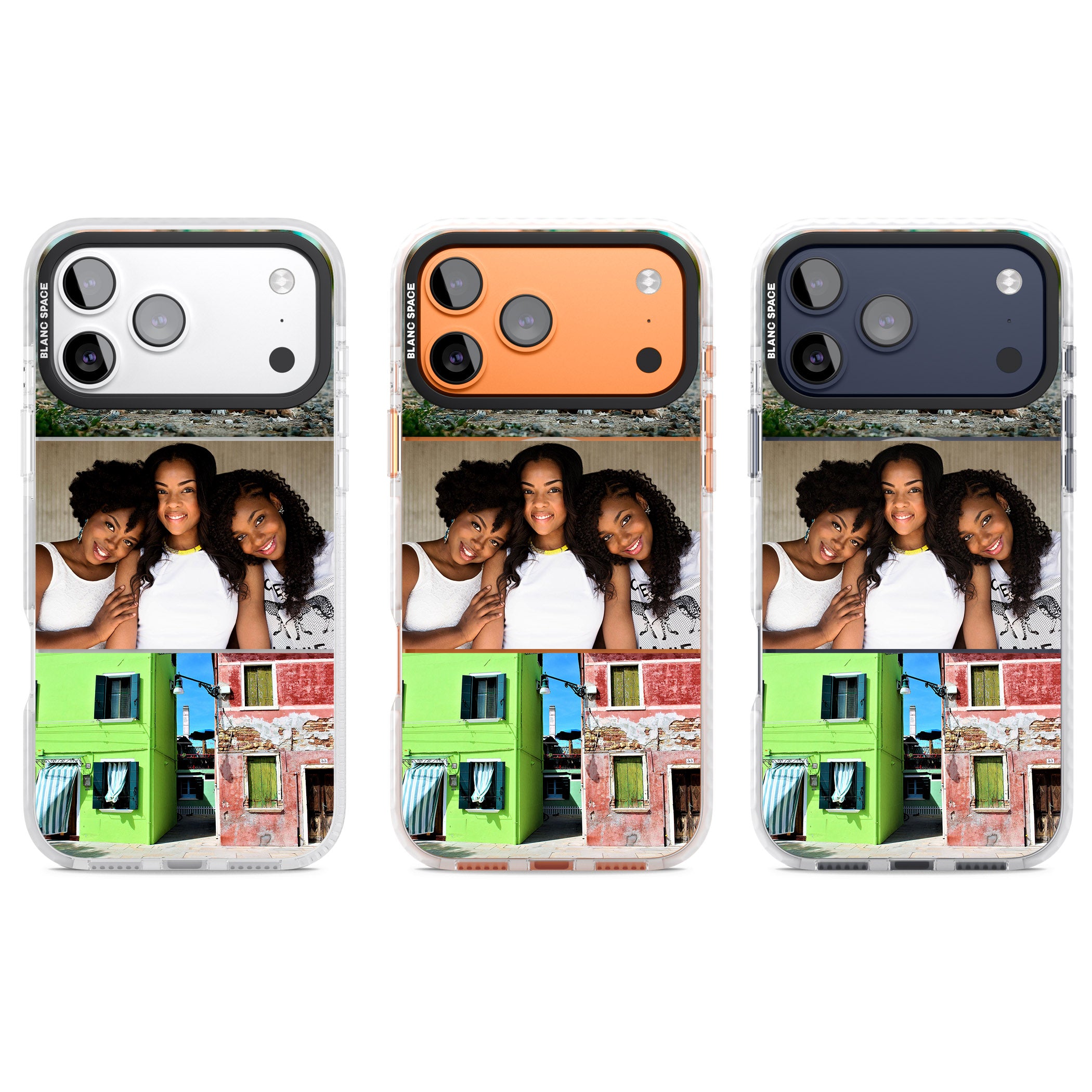 Personalised 3 Photo Grid iPhone 17 Pro Impact Pro Clear Phone Case APT Impact Protection