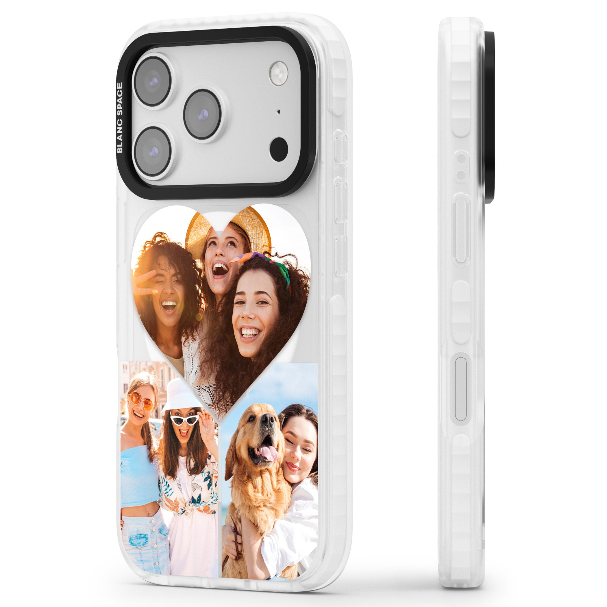Personalised Heart Photo iPhone 17 Pro Impact Pro Clear Phone Case Side Profile