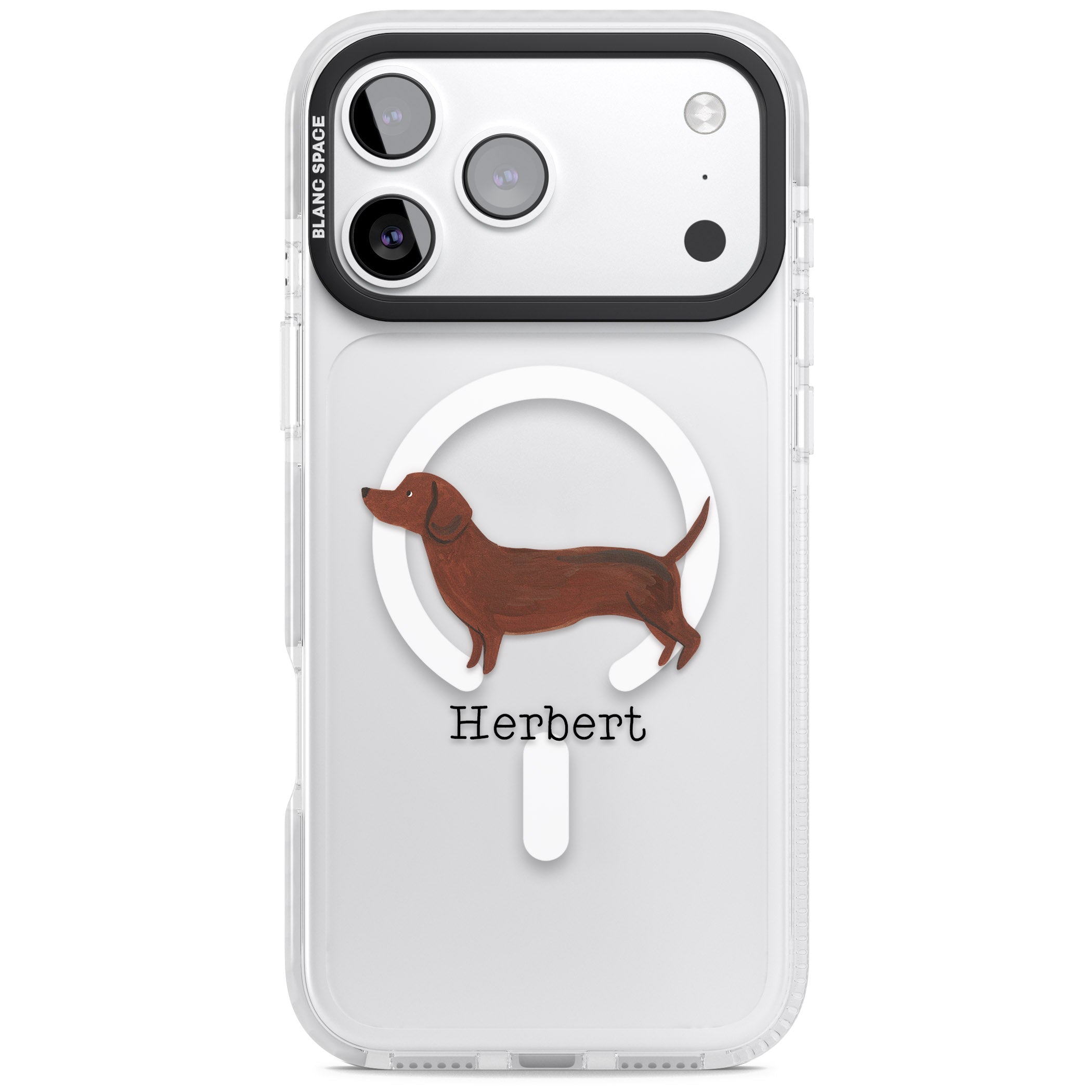 Personalised Sausage Dog iPhone 17 Pro Max Impact Pro Clear Phone Case