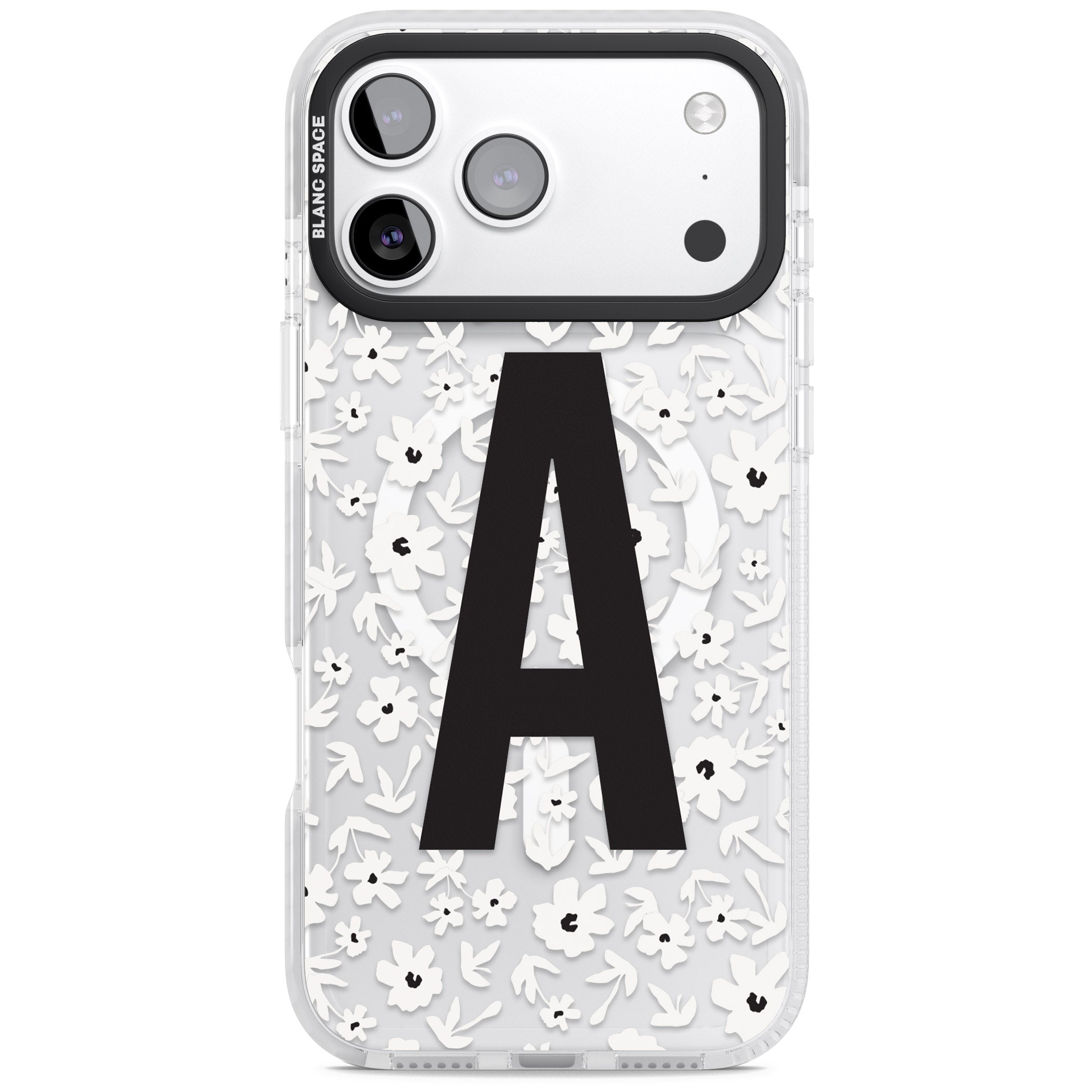 Personalised Bold Initial Floral iPhone 17 Pro Max Impact Pro Clear Phone Case