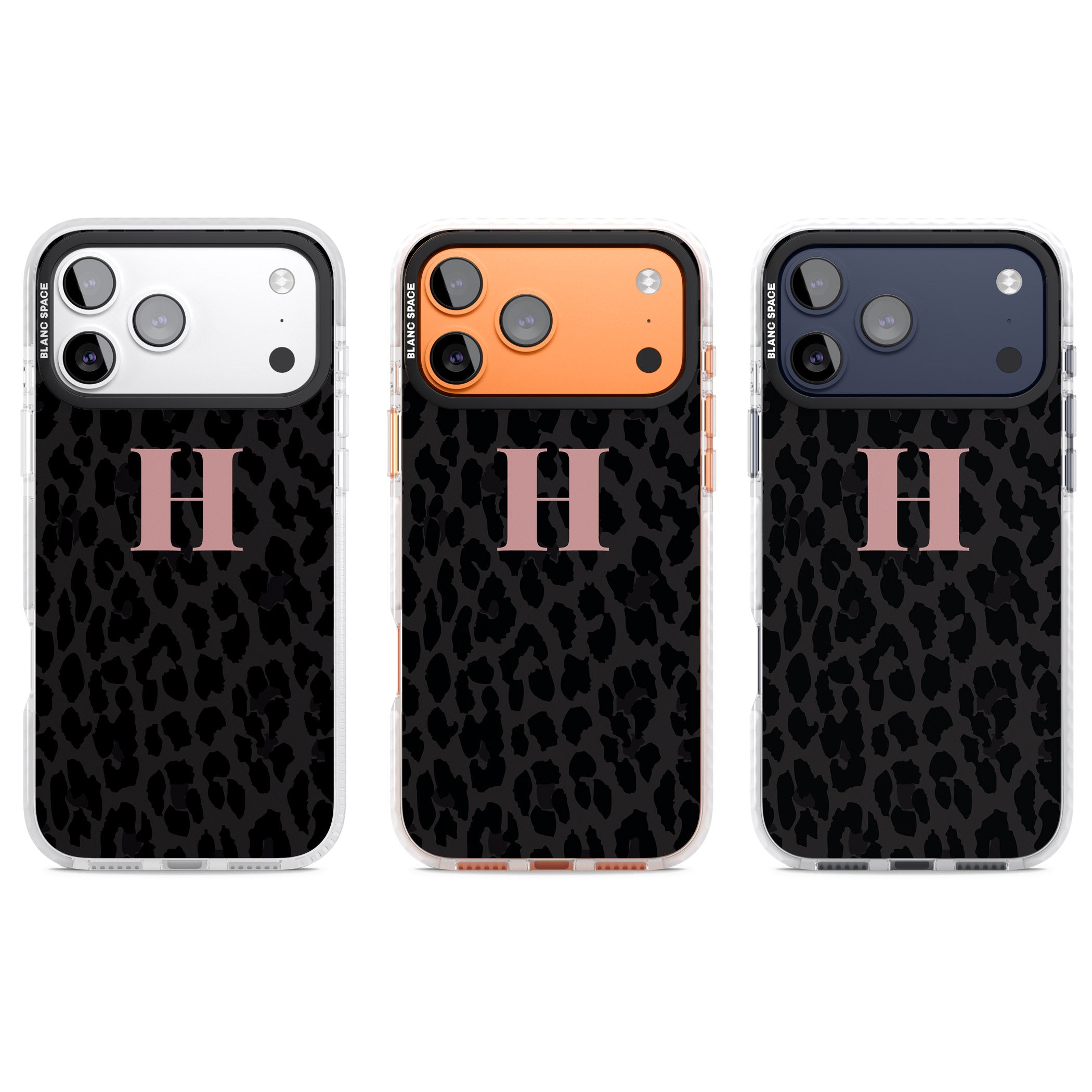 Personalised Pink Leopard Monogram iPhone 17 Pro Impact Pro Clear Phone Case APT Impact Protection