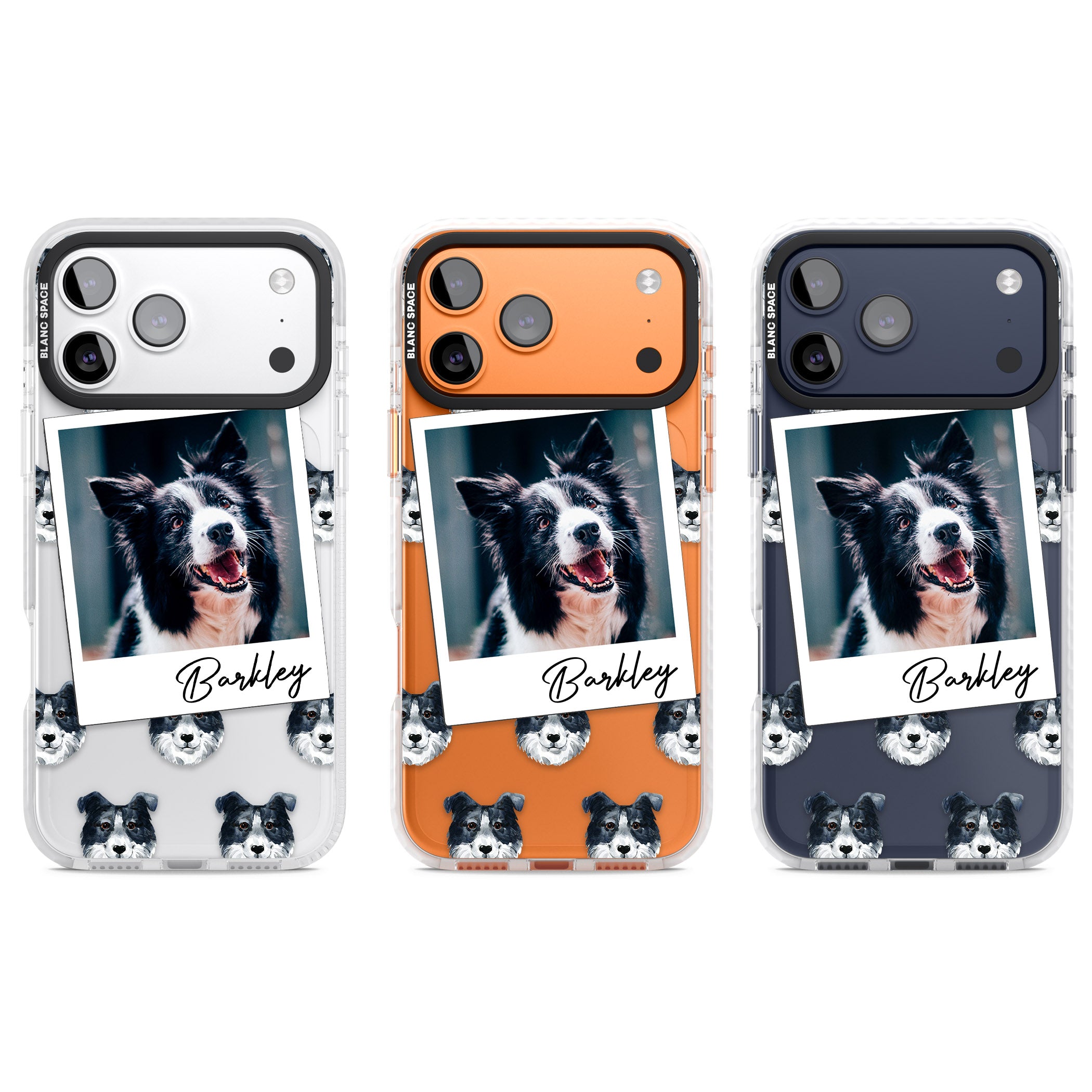 Personalised Border Collie Instant Camera Photo iPhone 17 Pro Impact Pro Clear Phone Case APT Impact Protection
