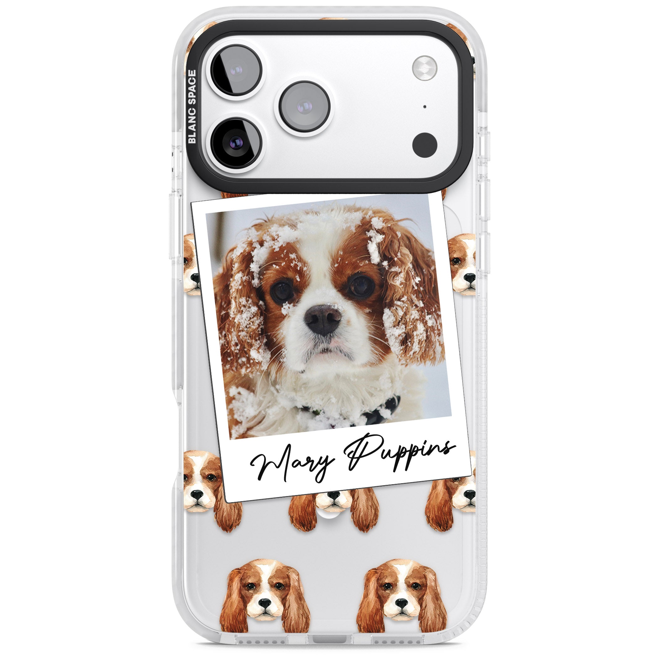 Personalised Cavalier King Charles Instant Camera Photo iPhone 17 Pro Impact Pro Clear Phone Case