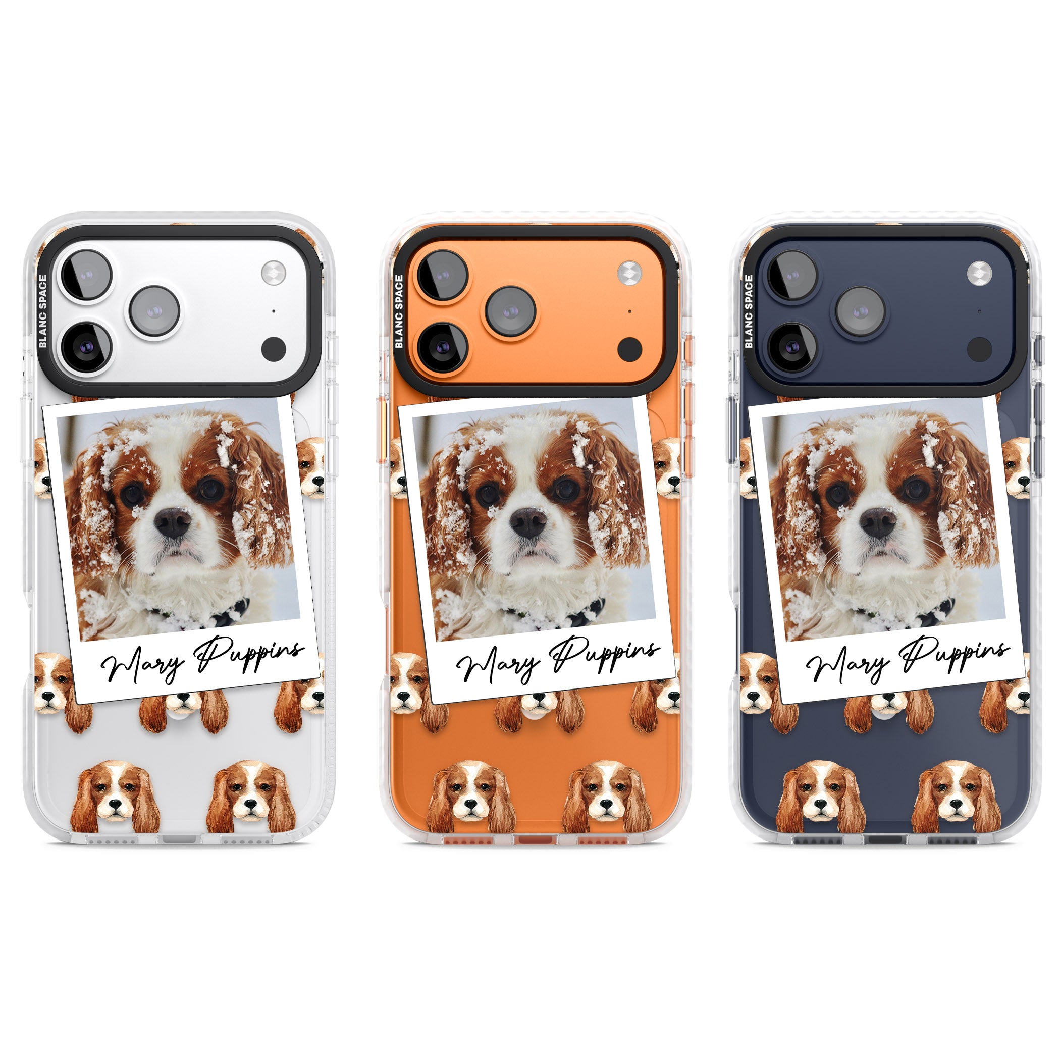 Personalised Cavalier King Charles Instant Camera Photo iPhone 17 Pro Impact Pro Clear Phone Case APT Impact Protection