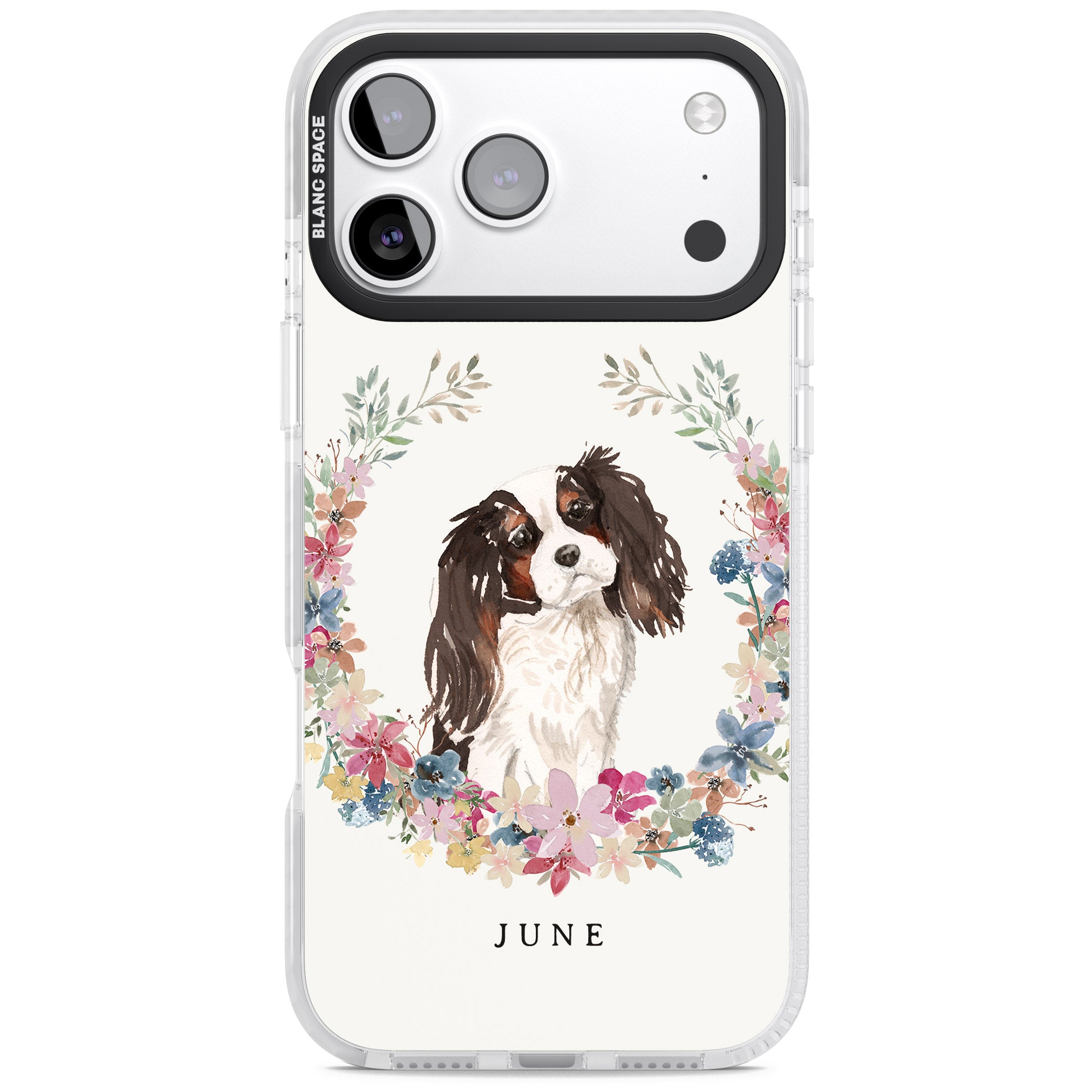 Personalised King Charles Floral Portrait iPhone 17 Pro Impact Pro Clear Phone Case