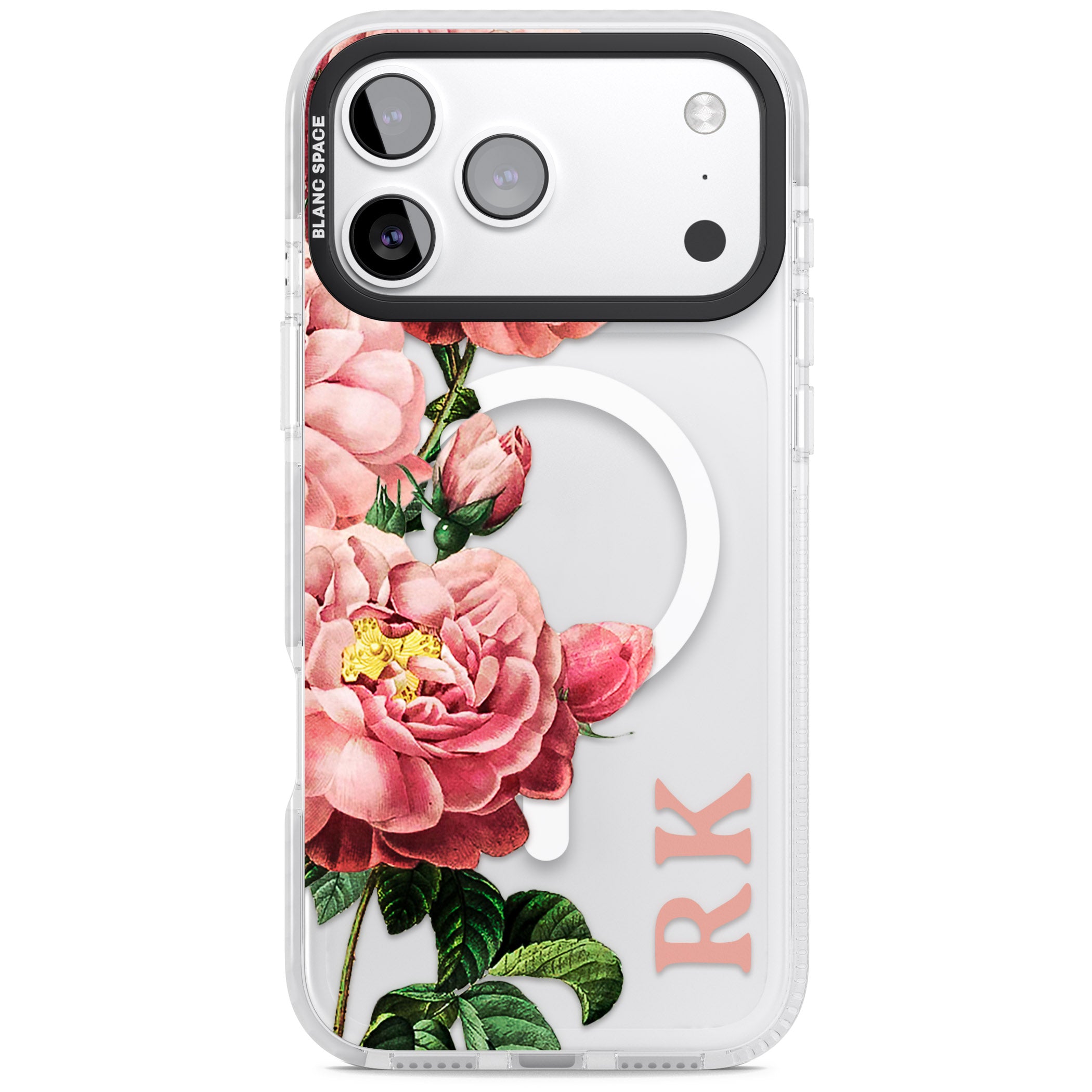 Personalised Vintage Floral Peonies iPhone 17 Pro Max Impact Pro Clear Phone Case