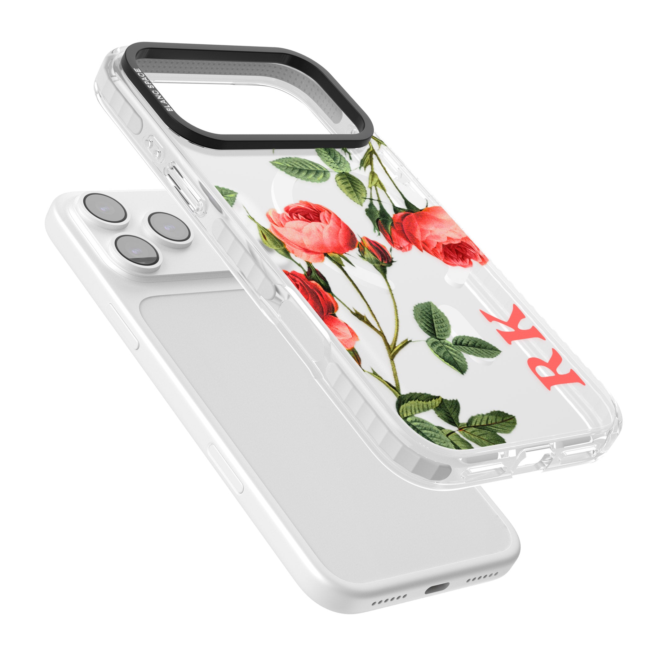 Personalised Vintage Floral Rose iPhone 17 Pro Max Impact Pro Clear Phone Case Colours