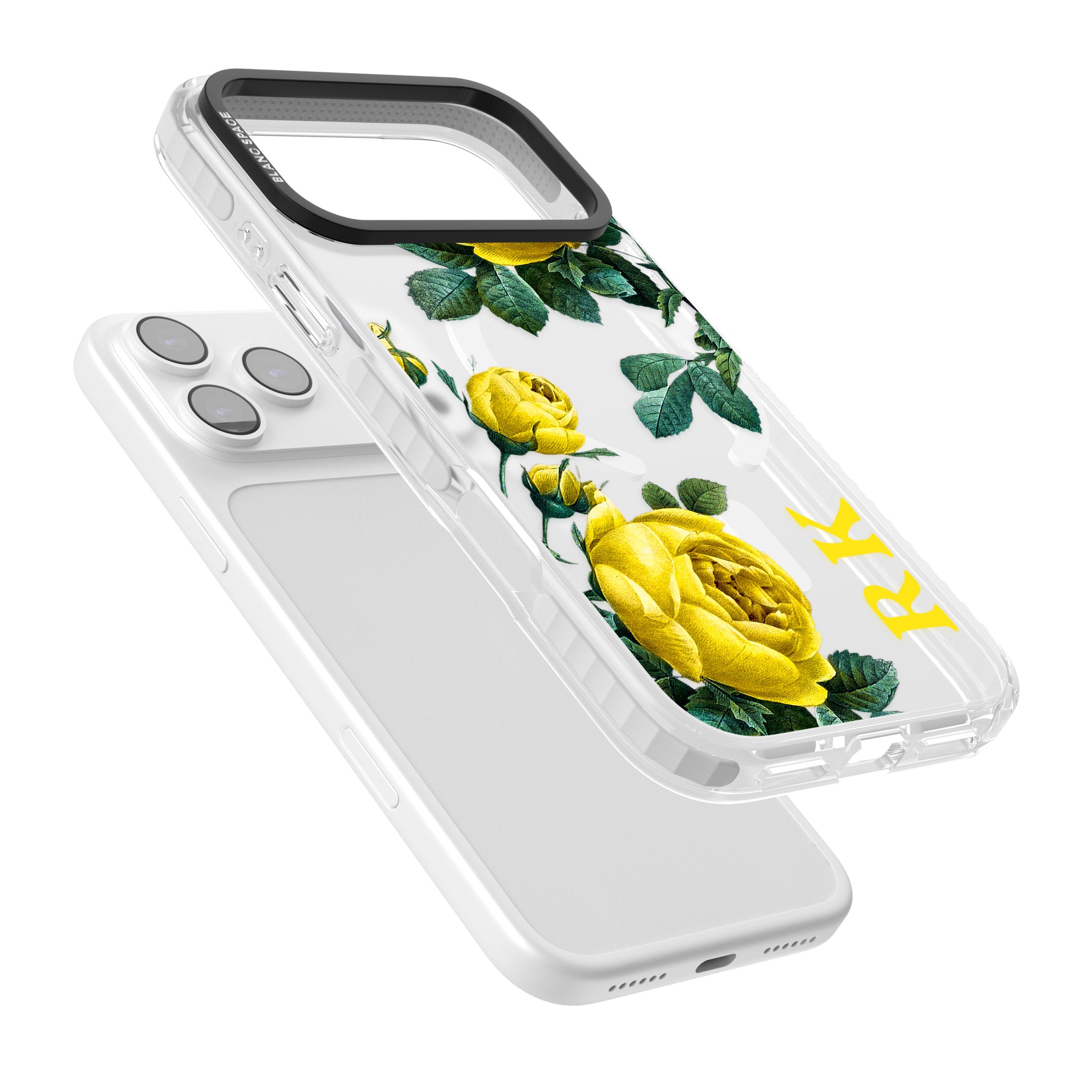 Personalised Vintage Floral Yellow Roses iPhone 17 Pro Impact Pro Clear Phone Case Colours