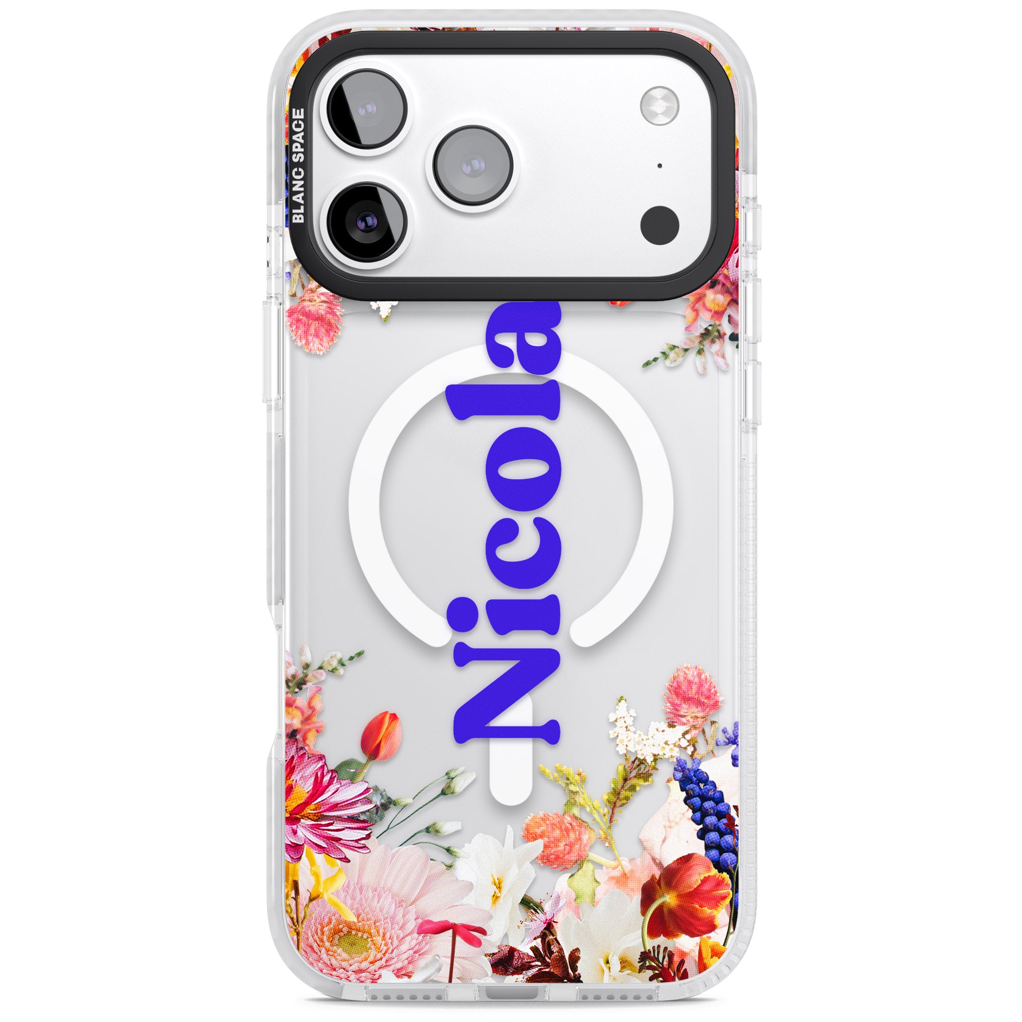 Personalised Floral Name iPhone 17 Pro Max Impact Pro Clear Phone Case