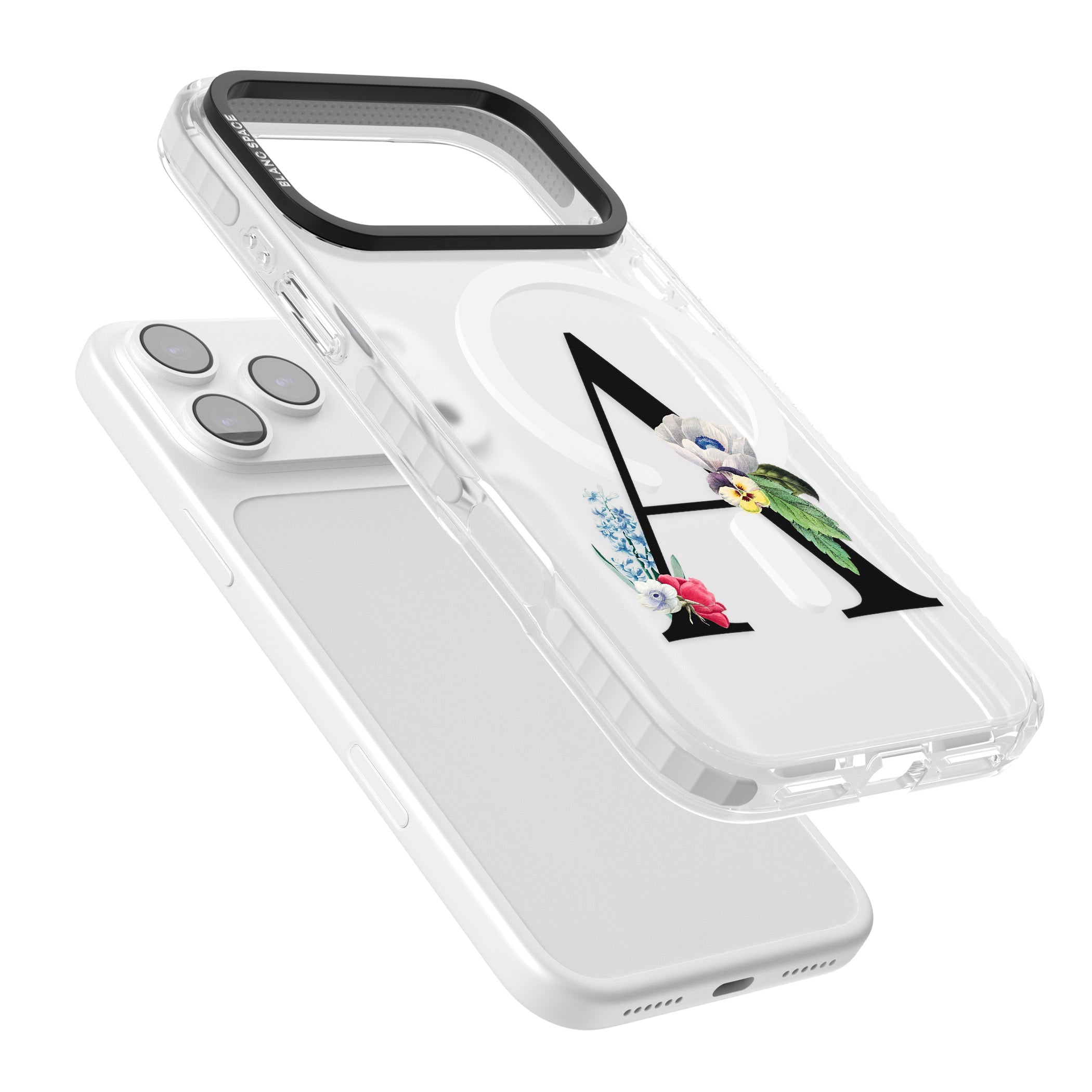 Personalised Floral Initial iPhone 17 Pro Impact Pro Clear Phone Case Colours