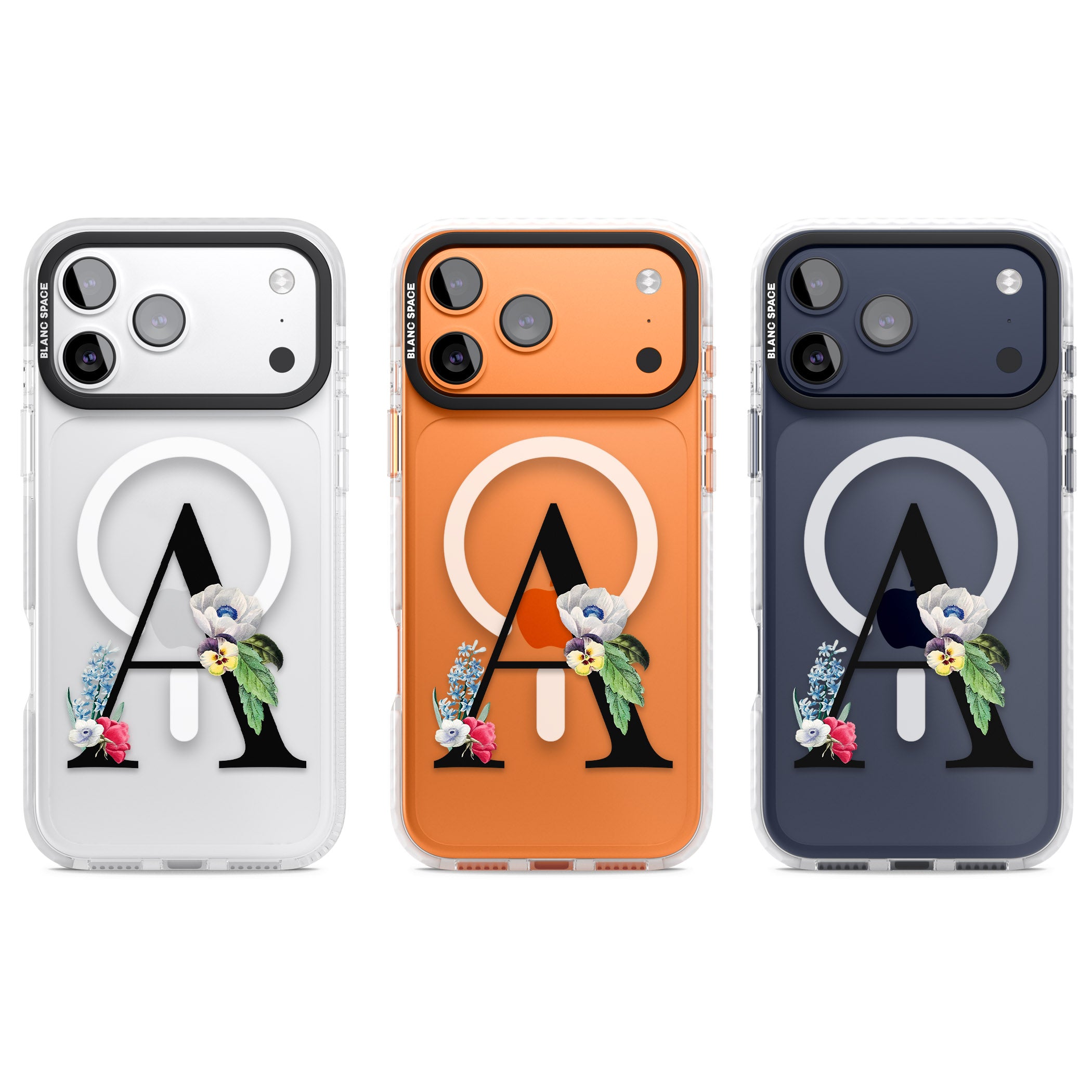 Personalised Floral Initial iPhone 17 Pro Impact Pro Clear Phone Case APT Impact Protection