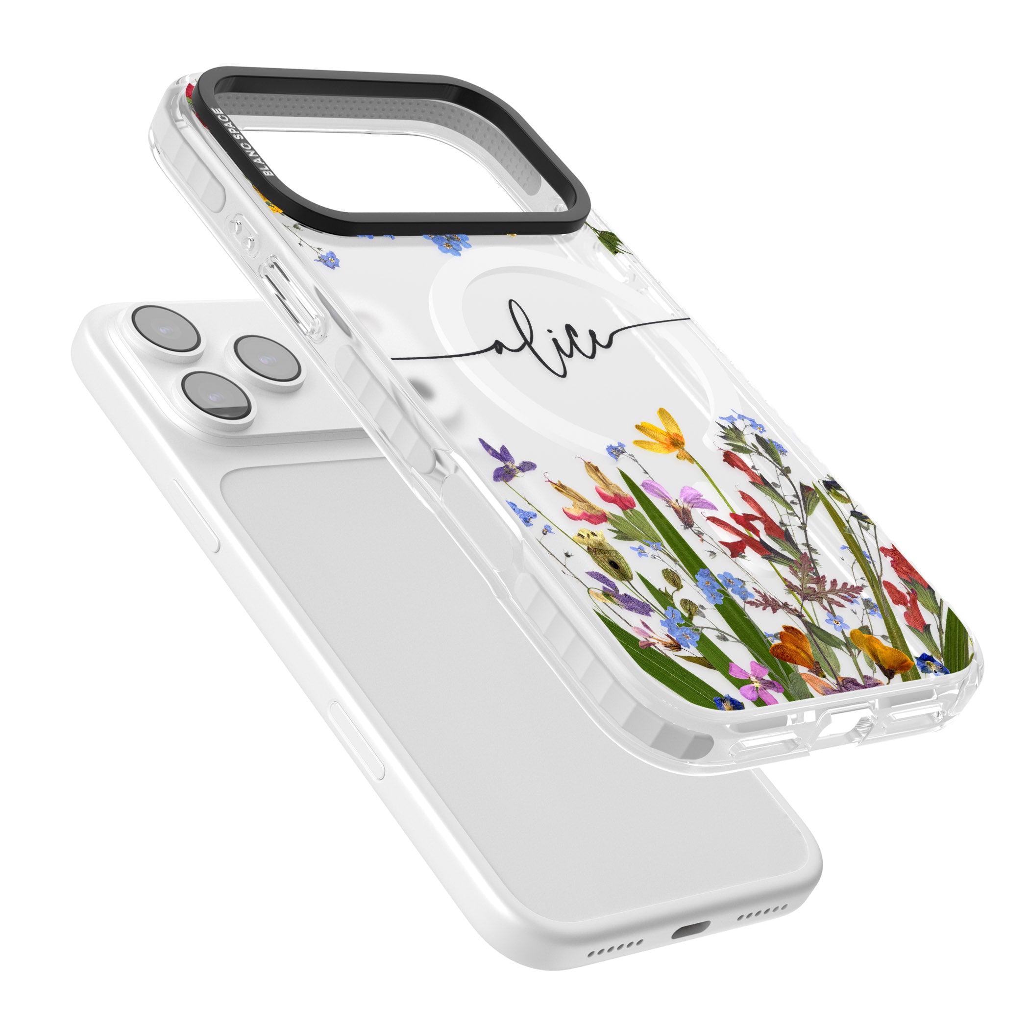 Personalised Wildflower Floral iPhone 17 Pro Impact Pro Clear Phone Case Colours