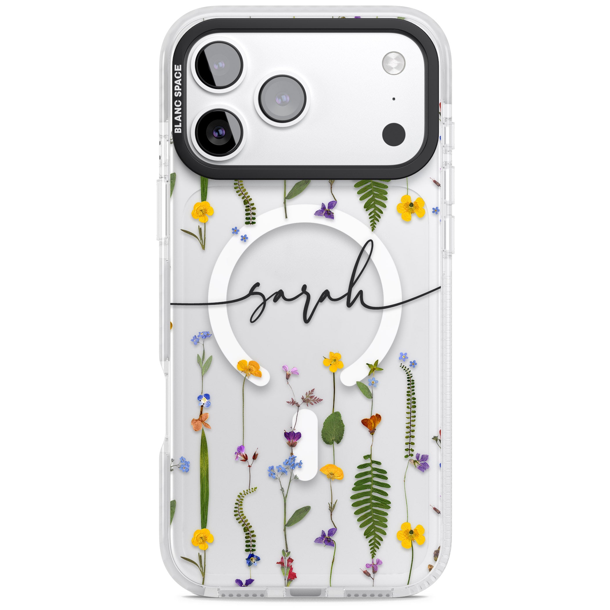 Personalised Wildflower Chain iPhone 17 Pro Impact Pro Clear Phone Case