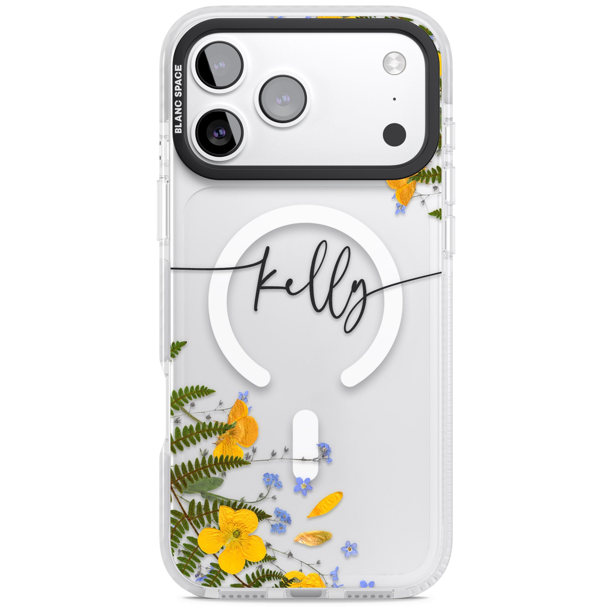 Personalised Ferns & Wildflowers iPhone 17 Pro Impact Pro Clear Phone Case