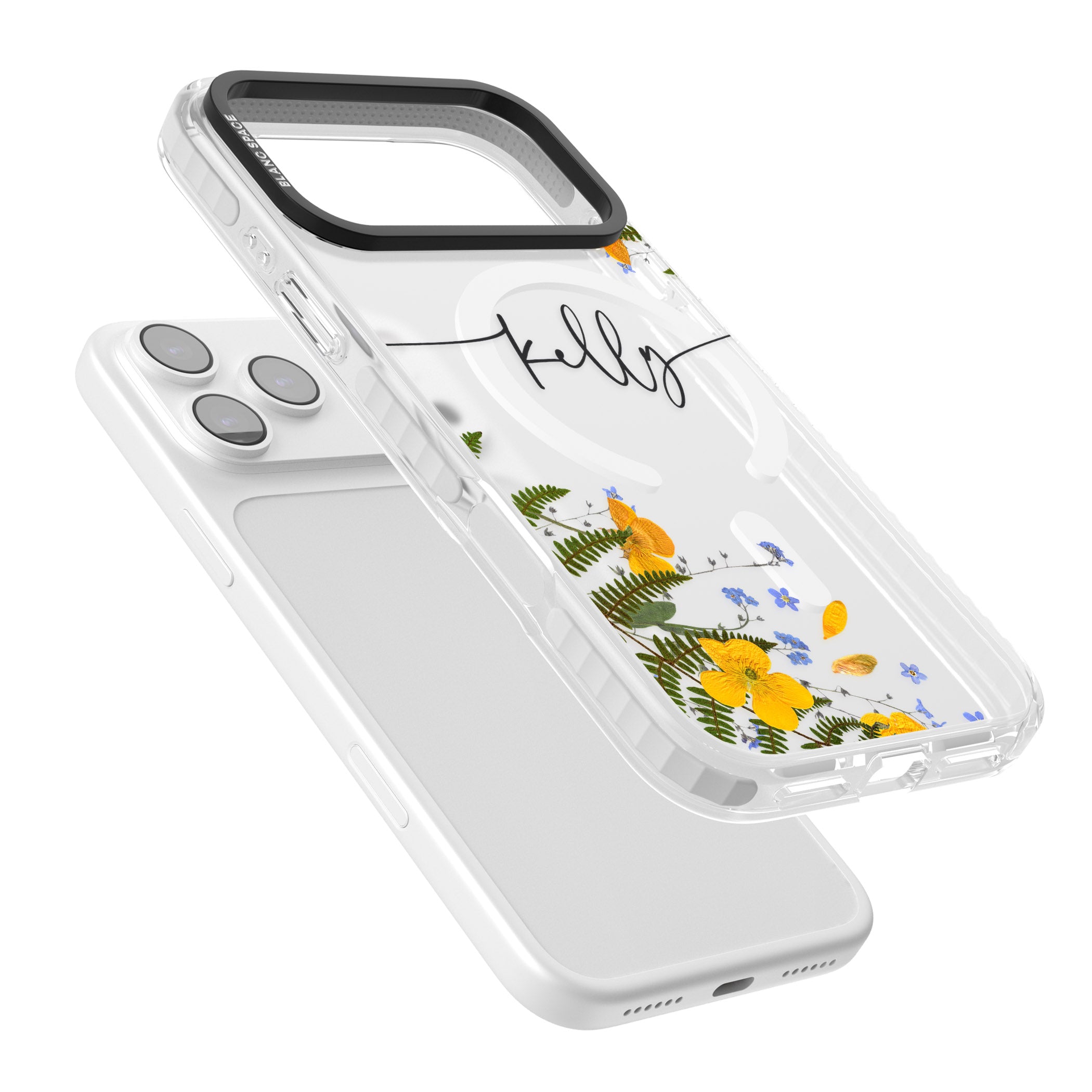 Personalised Ferns & Wildflowers iPhone 17 Pro Impact Pro Clear Phone Case Colours