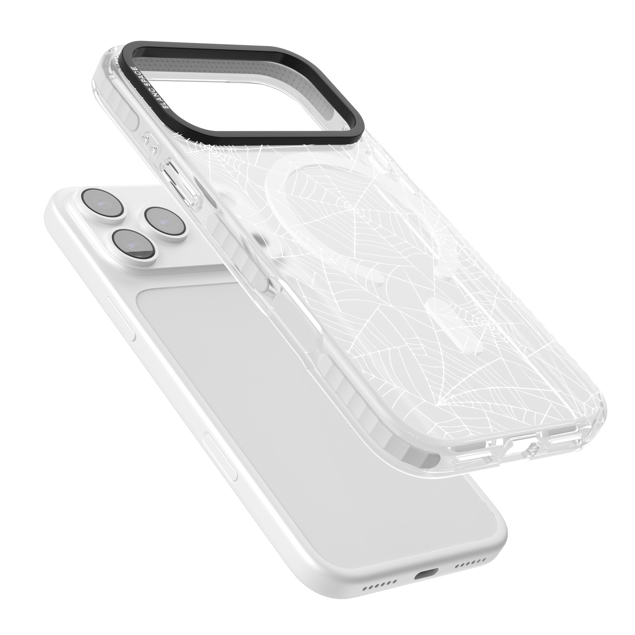 Personalised Spider Webs iPhone 17 Pro Impact Pro Clear Phone Case Colours