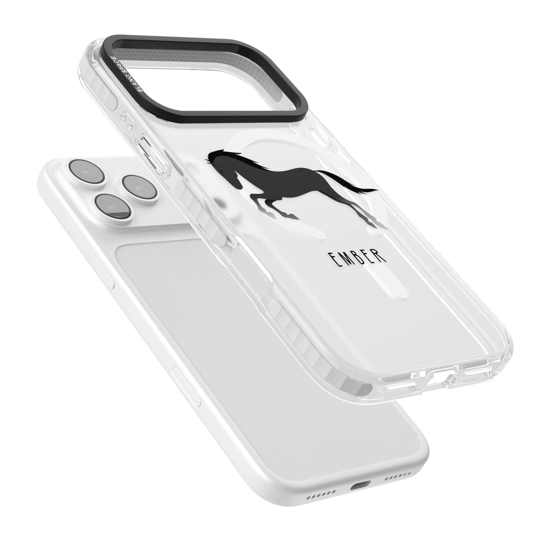 Personalised Black Horse iPhone 17 Pro Impact Pro Clear Phone Case Colours