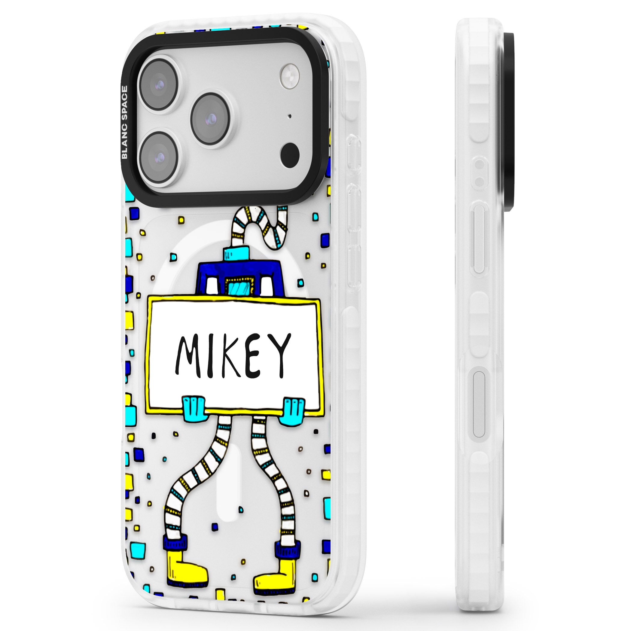 Personalised Tubes Guy iPhone 17 Pro Impact Pro Clear Phone Case Side Profile