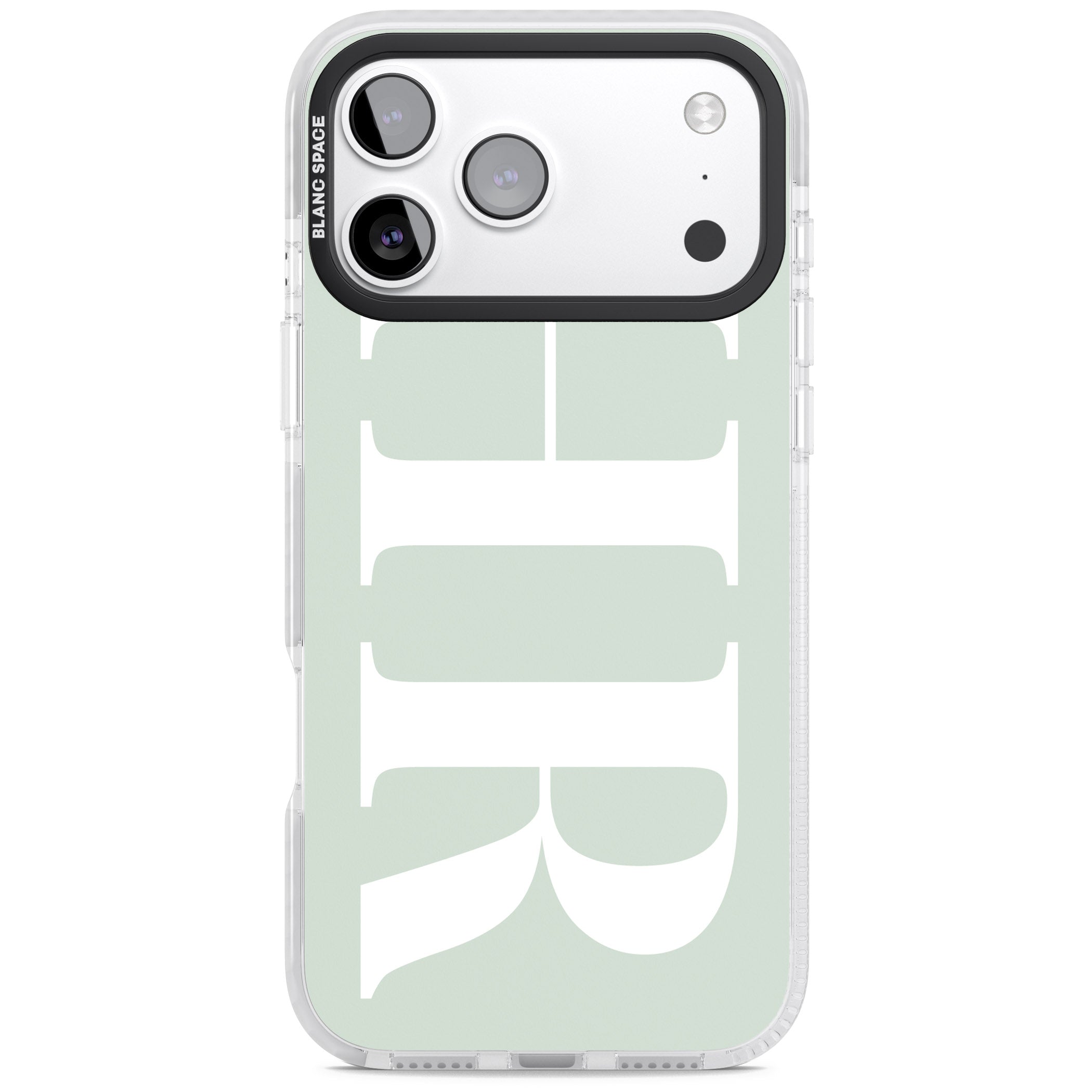 Personalised White & Seafoam Green Letters iPhone 17 Pro Impact Pro Clear Phone Case
