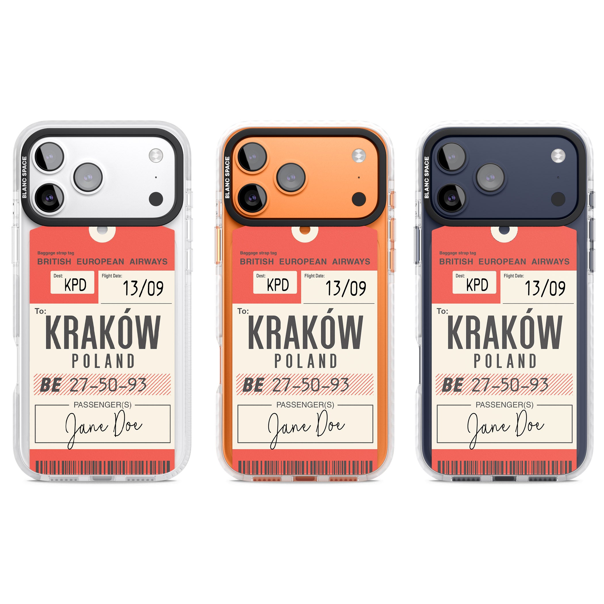Personalised Vintage Bea Luggage Tag iPhone 17 Pro Impact Pro Clear Phone Case APT Impact Protection