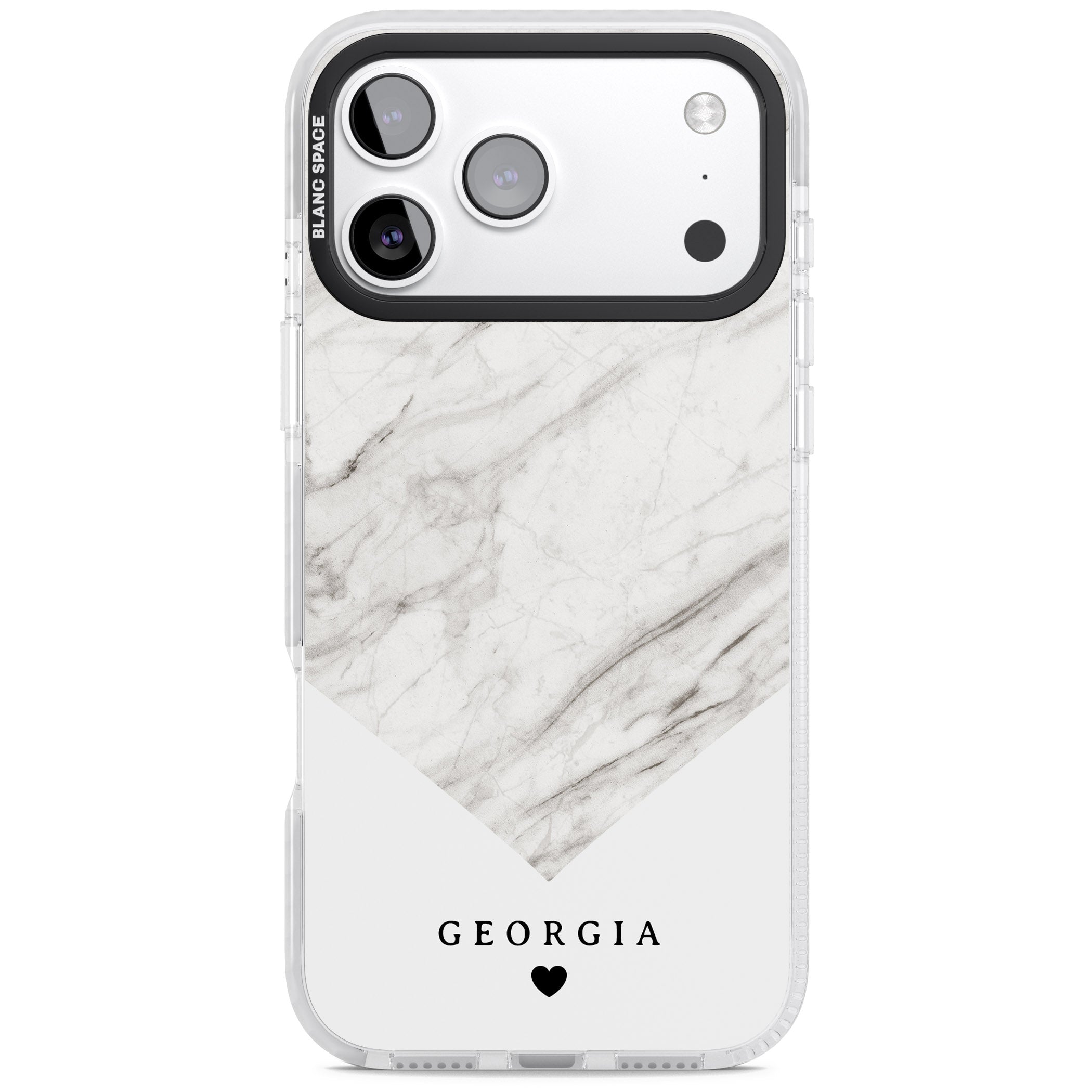 Personalised White Marble iPhone 17 Pro Max Impact Pro Clear Phone Case