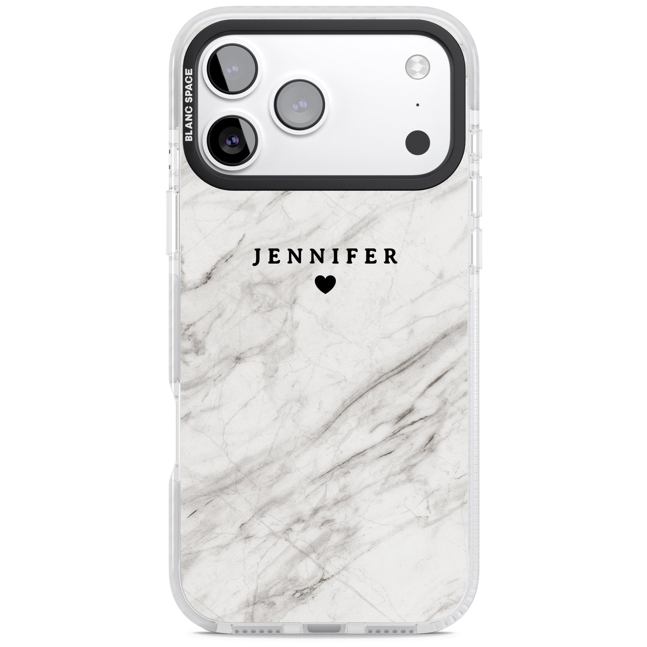 Personalised Light Grey Marble iPhone 17 Pro Max Impact Pro Clear Phone Case