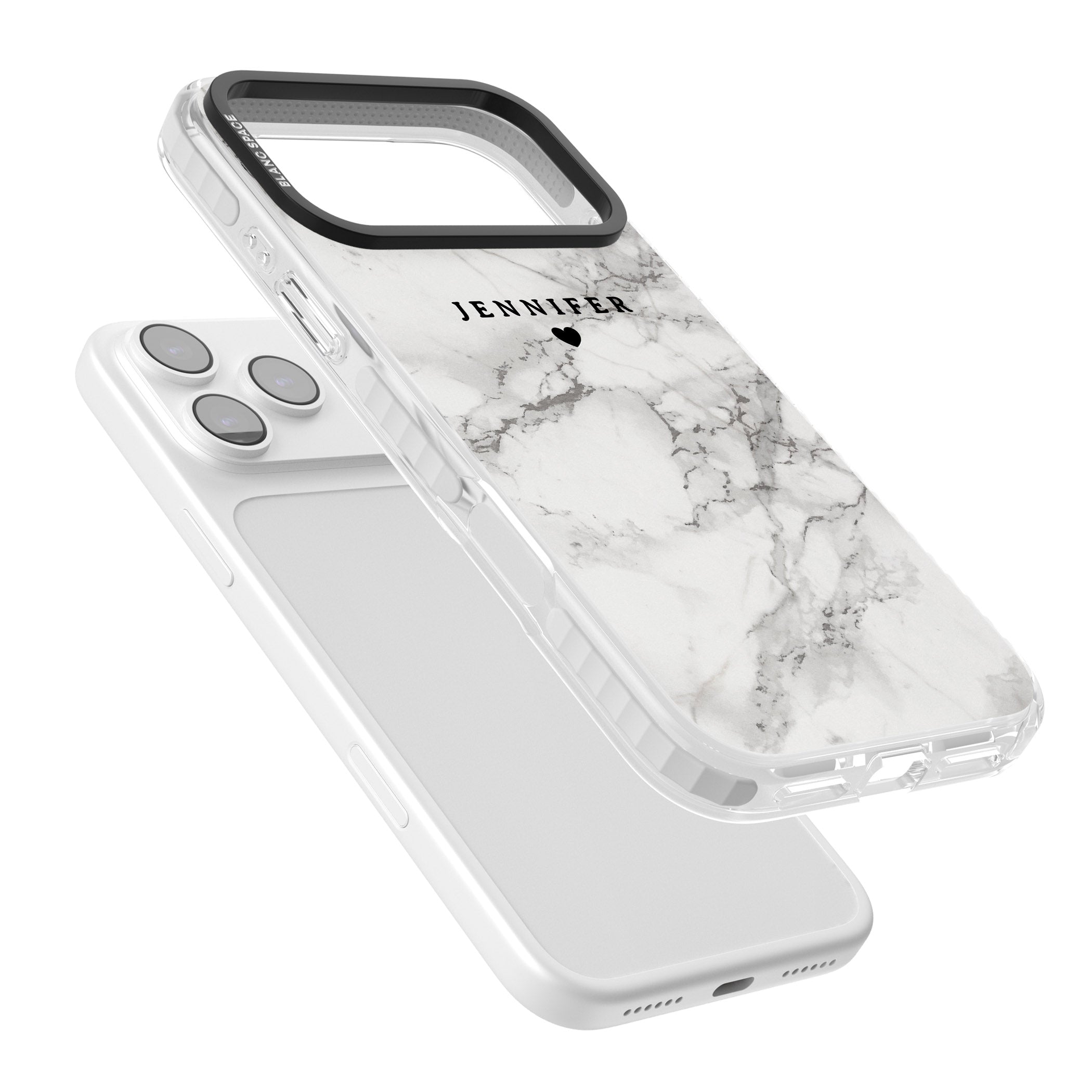 Personalised Classic Grey Marble iPhone 17 Pro Impact Pro Clear Phone Case Colours