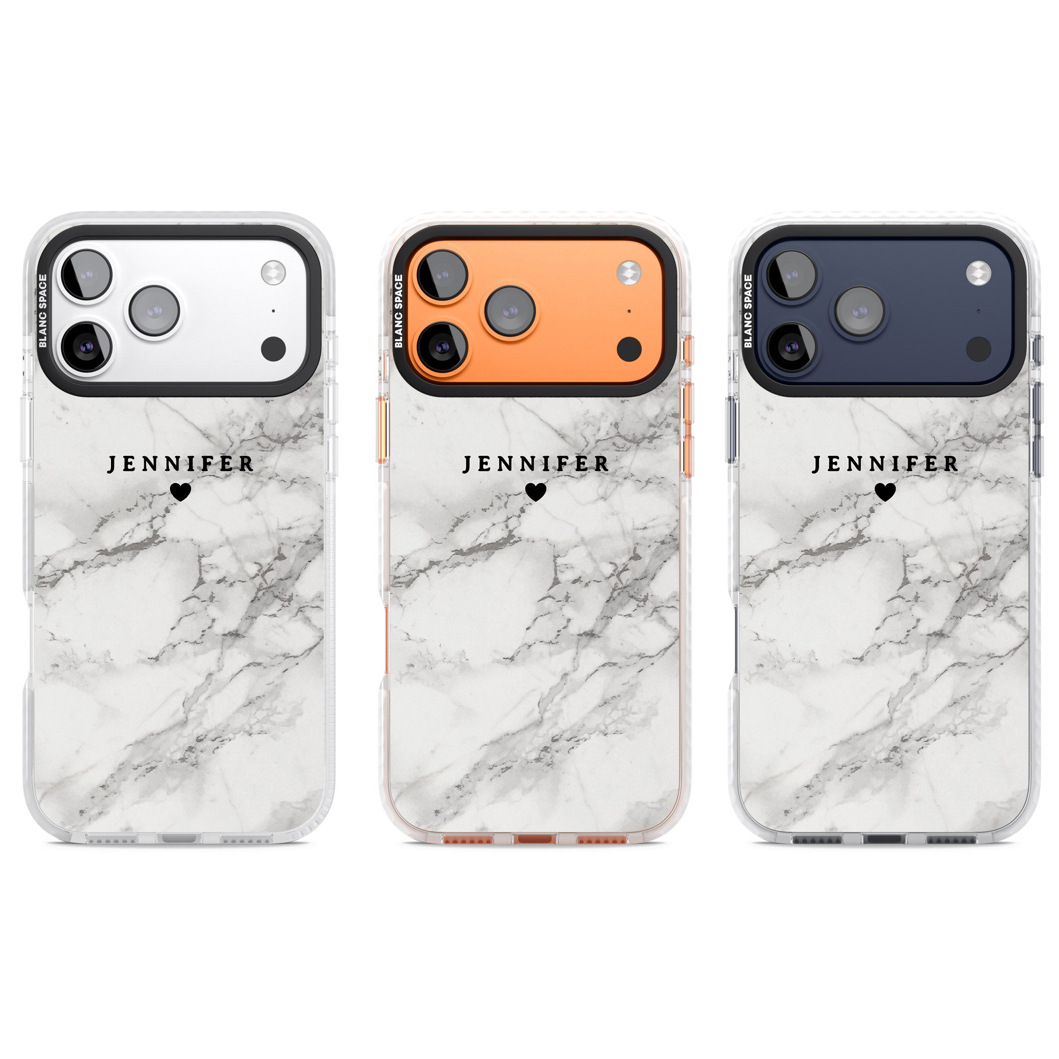 Personalised Classic Grey Marble iPhone 17 Pro Impact Pro Clear Phone Case APT Impact Protection